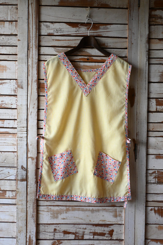 Flower smock apron/YELLOW