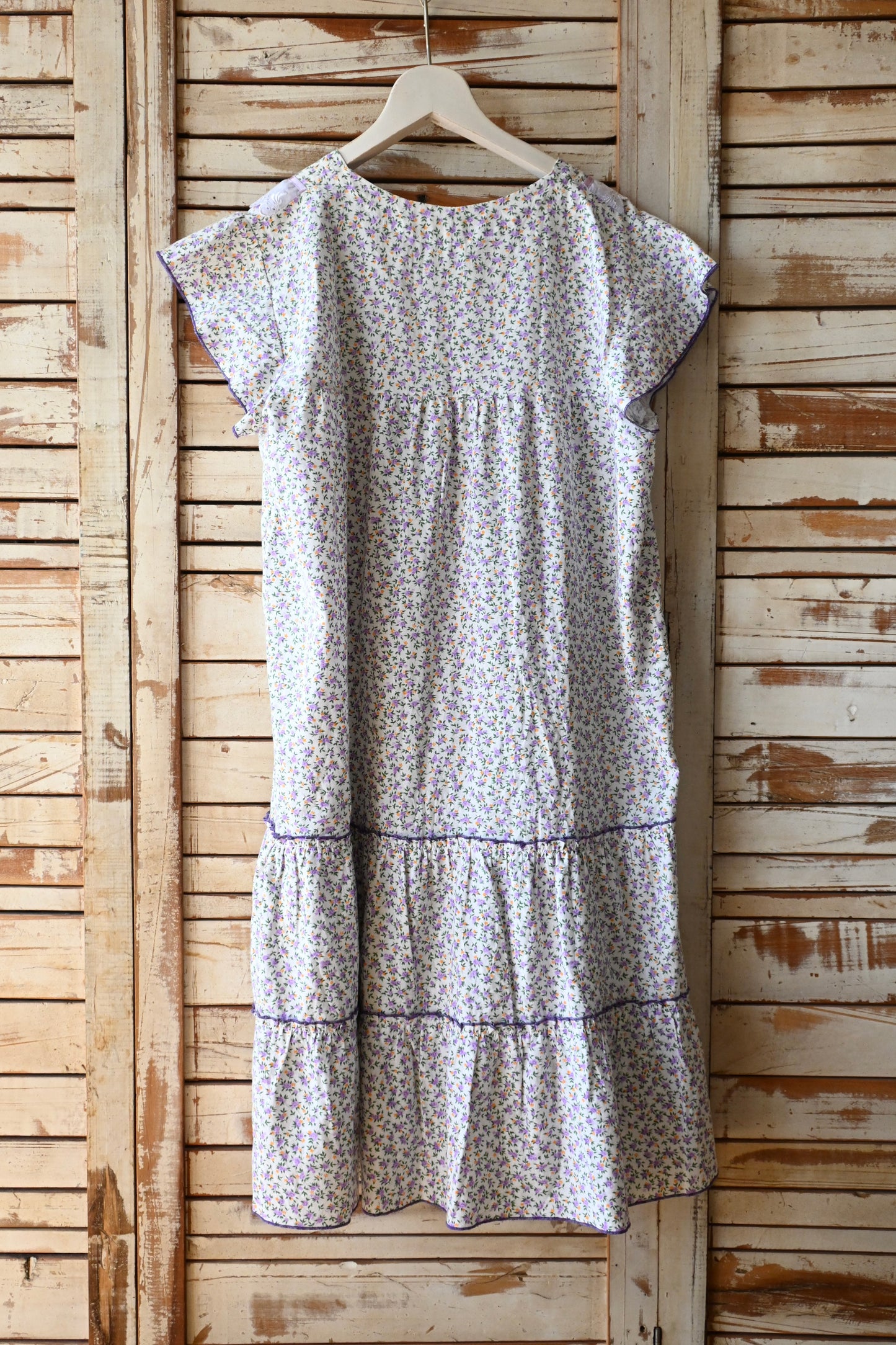 Floral cotton lace dress/WHITE