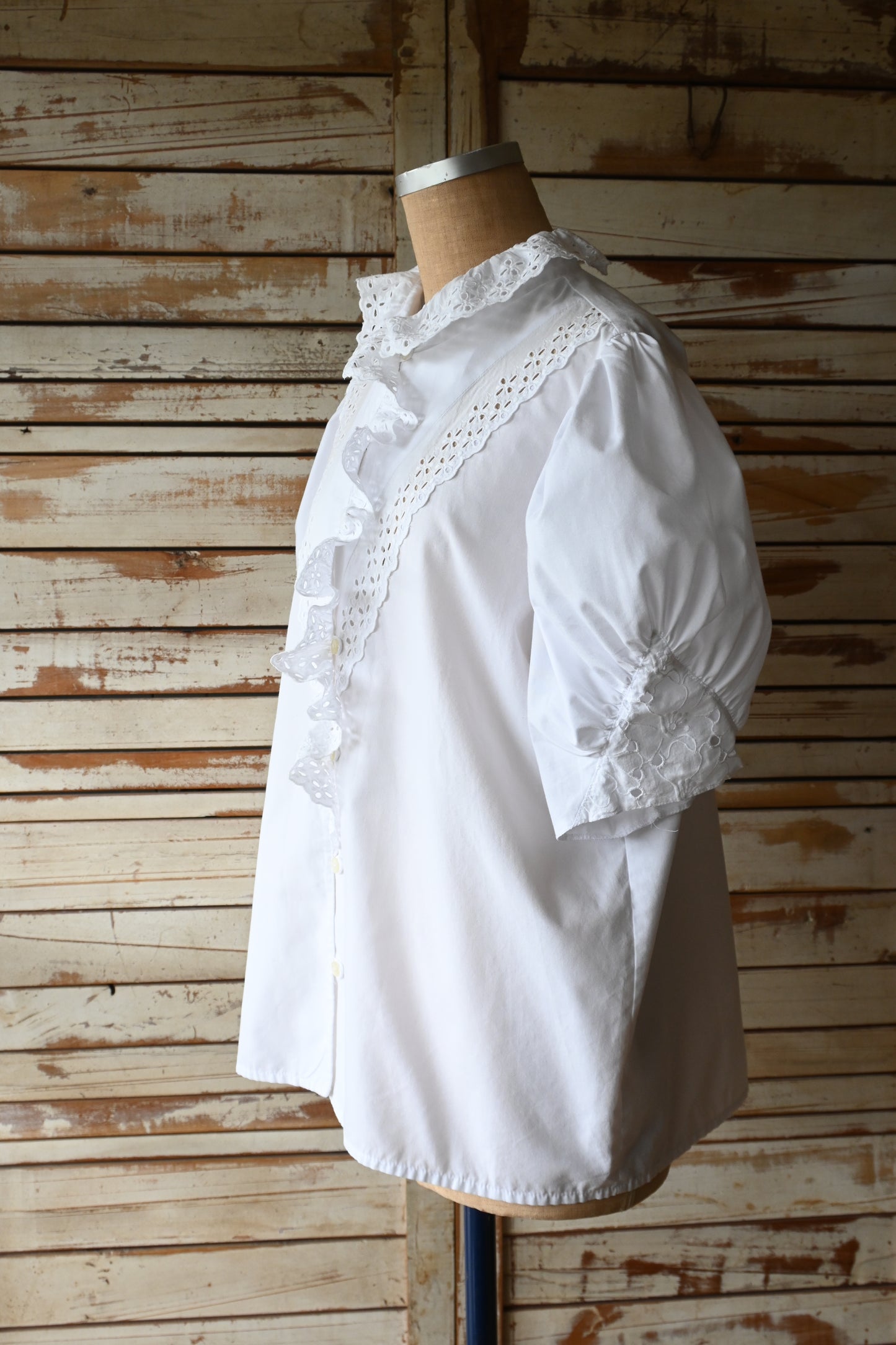 EURO Volume sleeve  blouse/WHITE