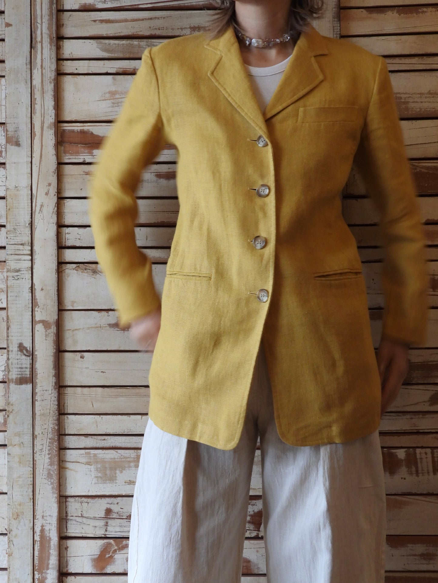 90's DKNY Linen jacket/MUSTARD