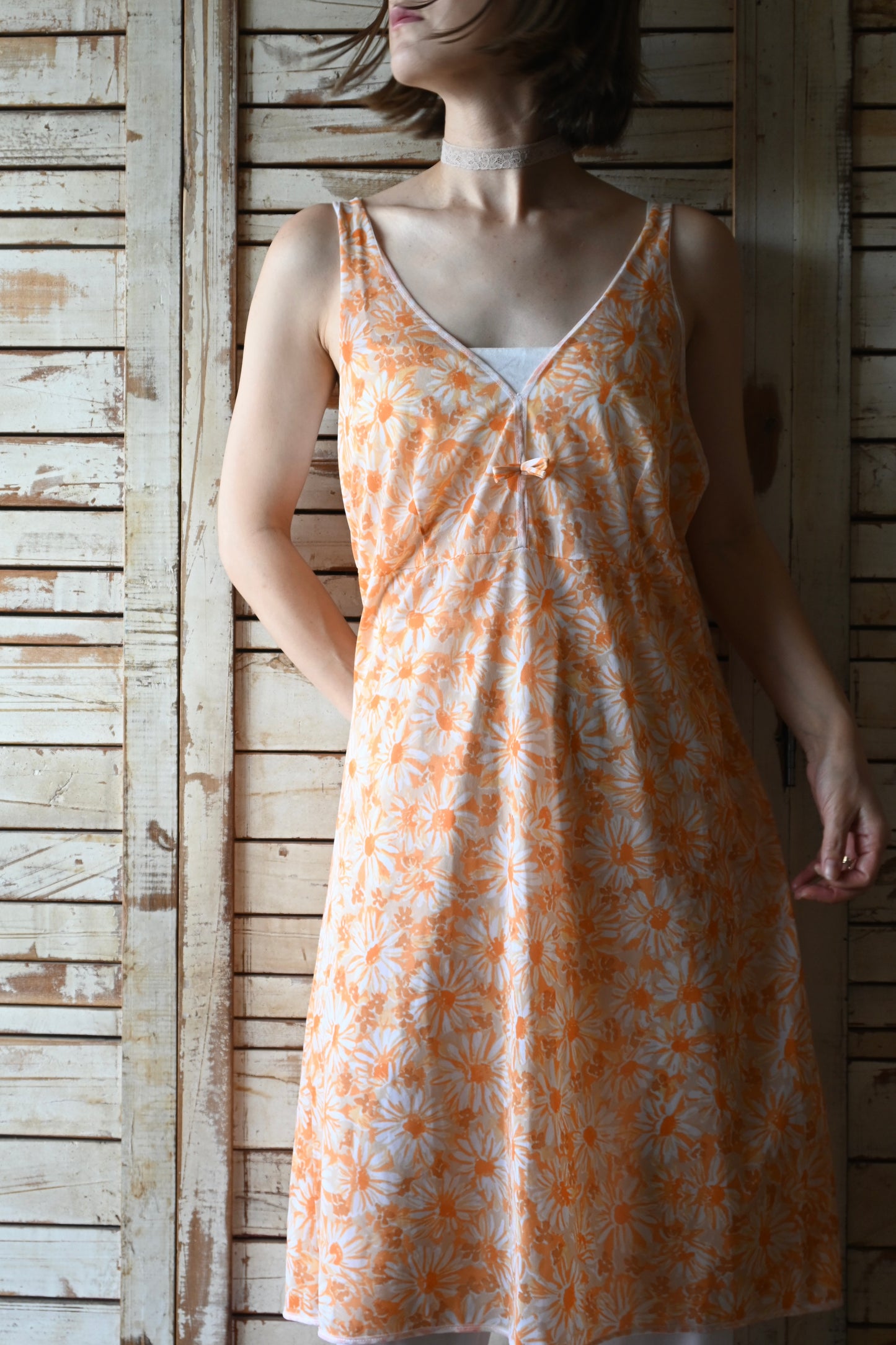 Flower slip dress/ORANGE