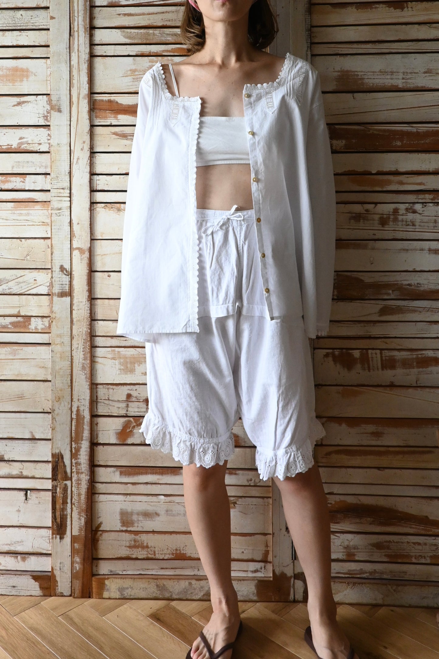 EURO Cutwork lace blouse/WHITE