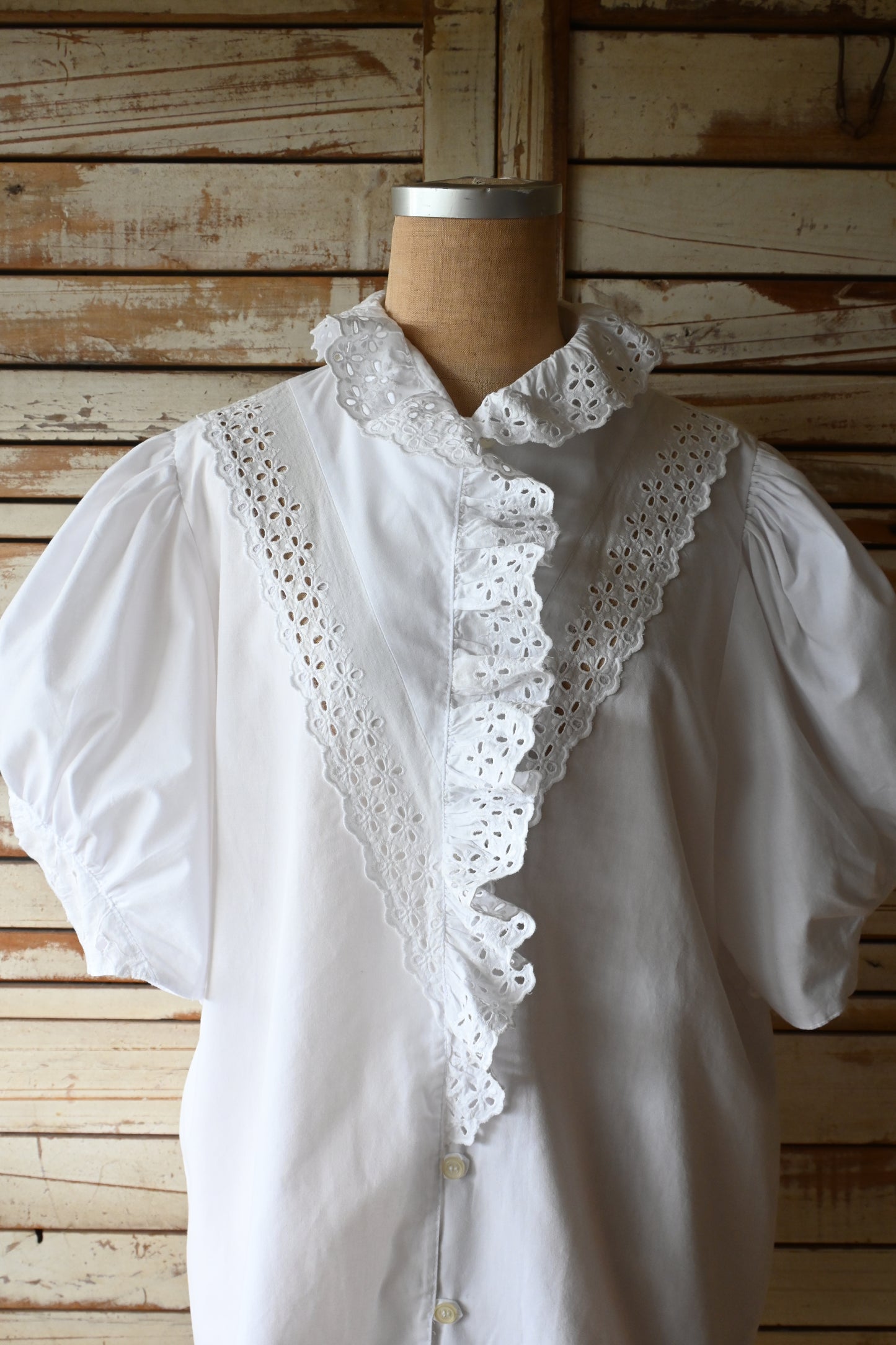 EURO Volume sleeve  blouse/WHITE