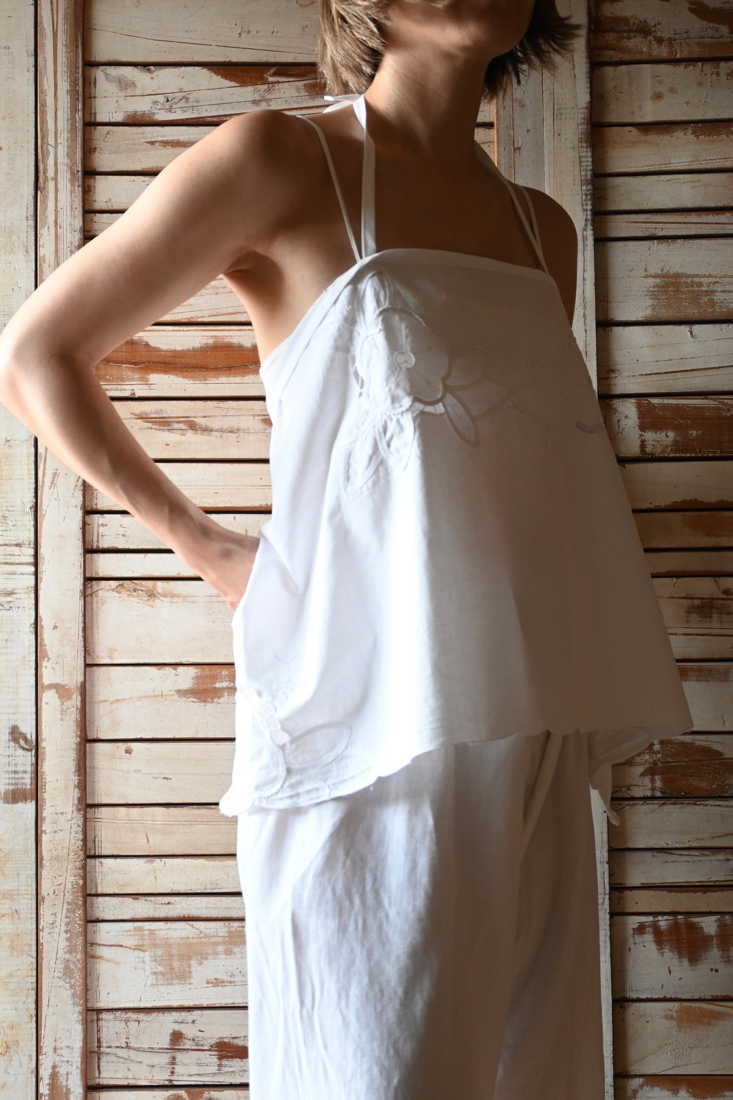 Cotton lace cami top/PONMOSIR