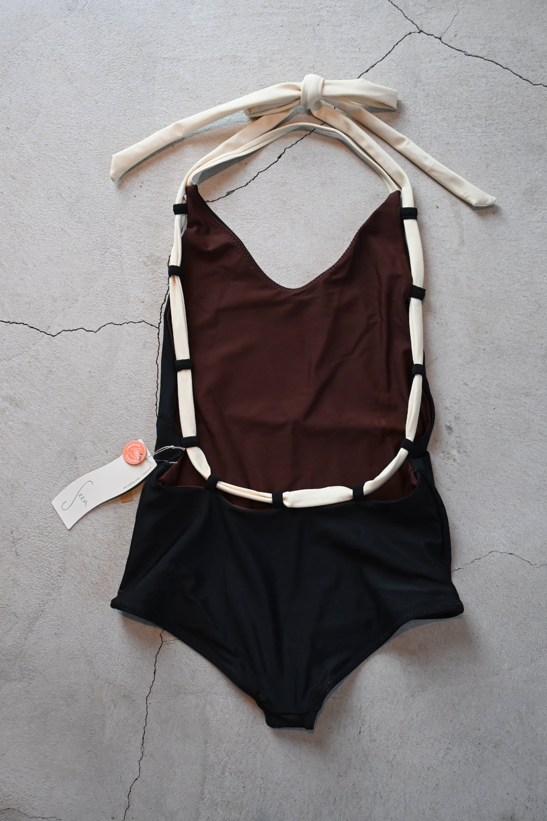 SEEA/Camryn Reversible One Piece/Black×Walnut
