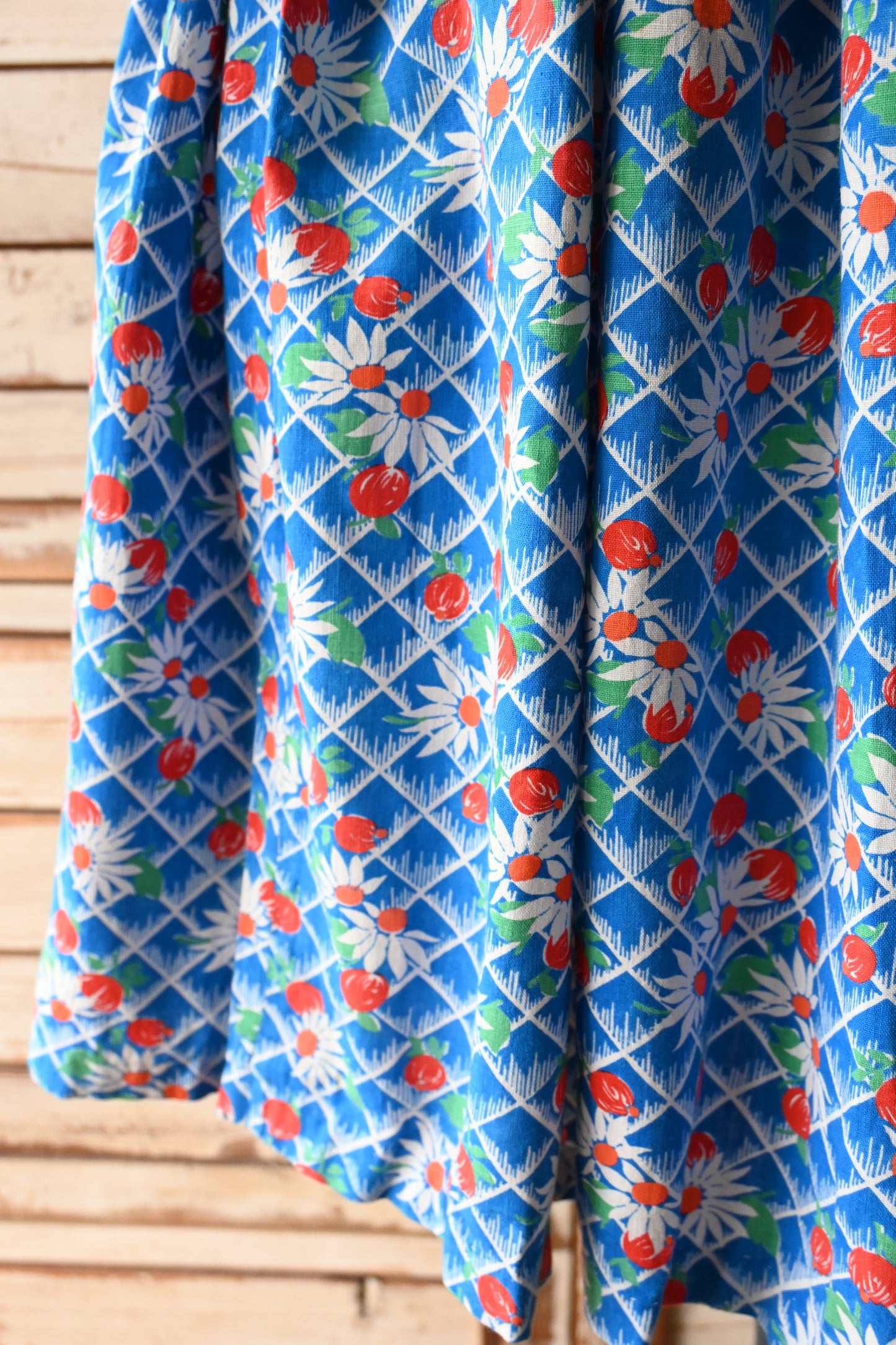 70's-80's Flower skirt/BLUE