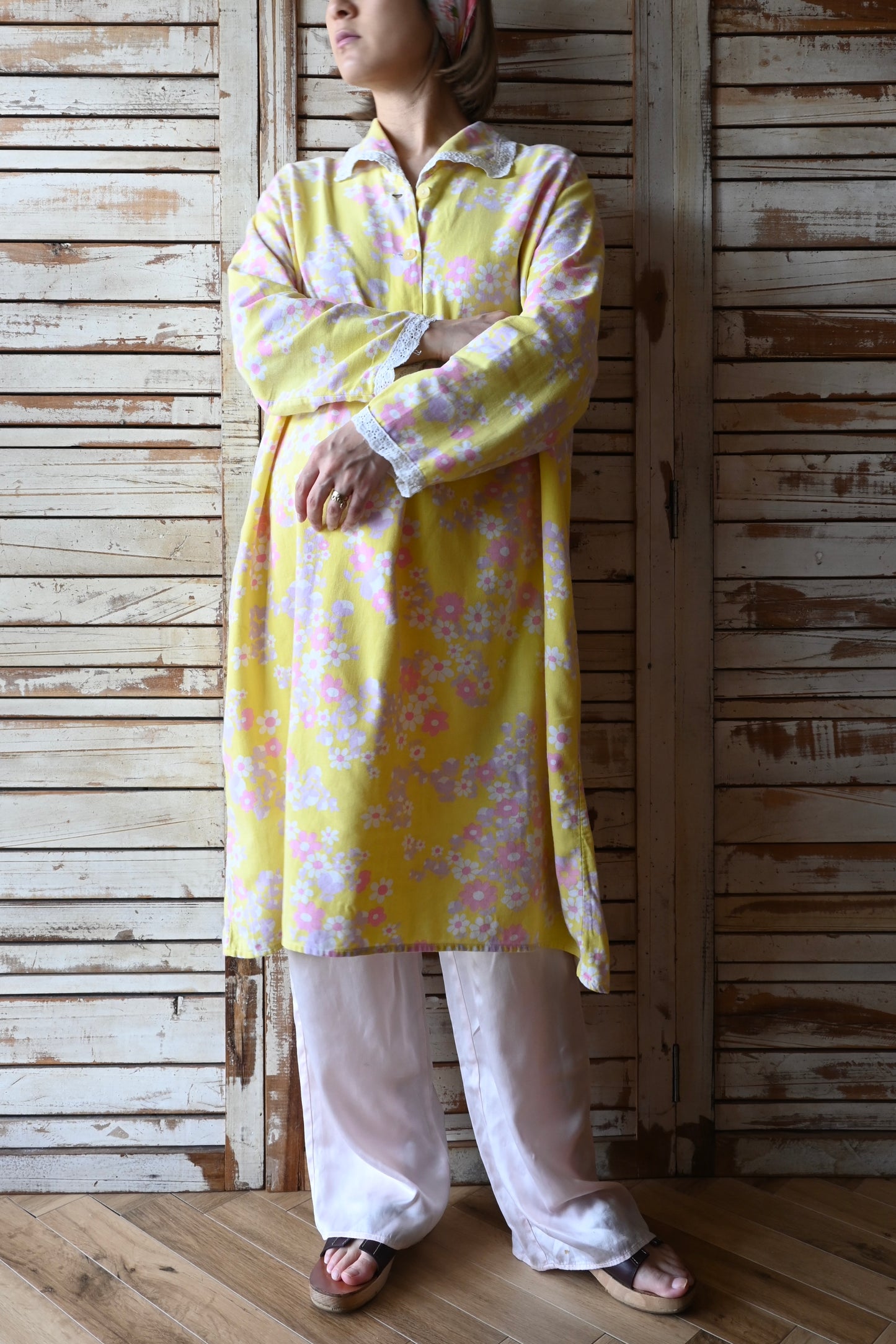 60's Flower dress/YELLOW
