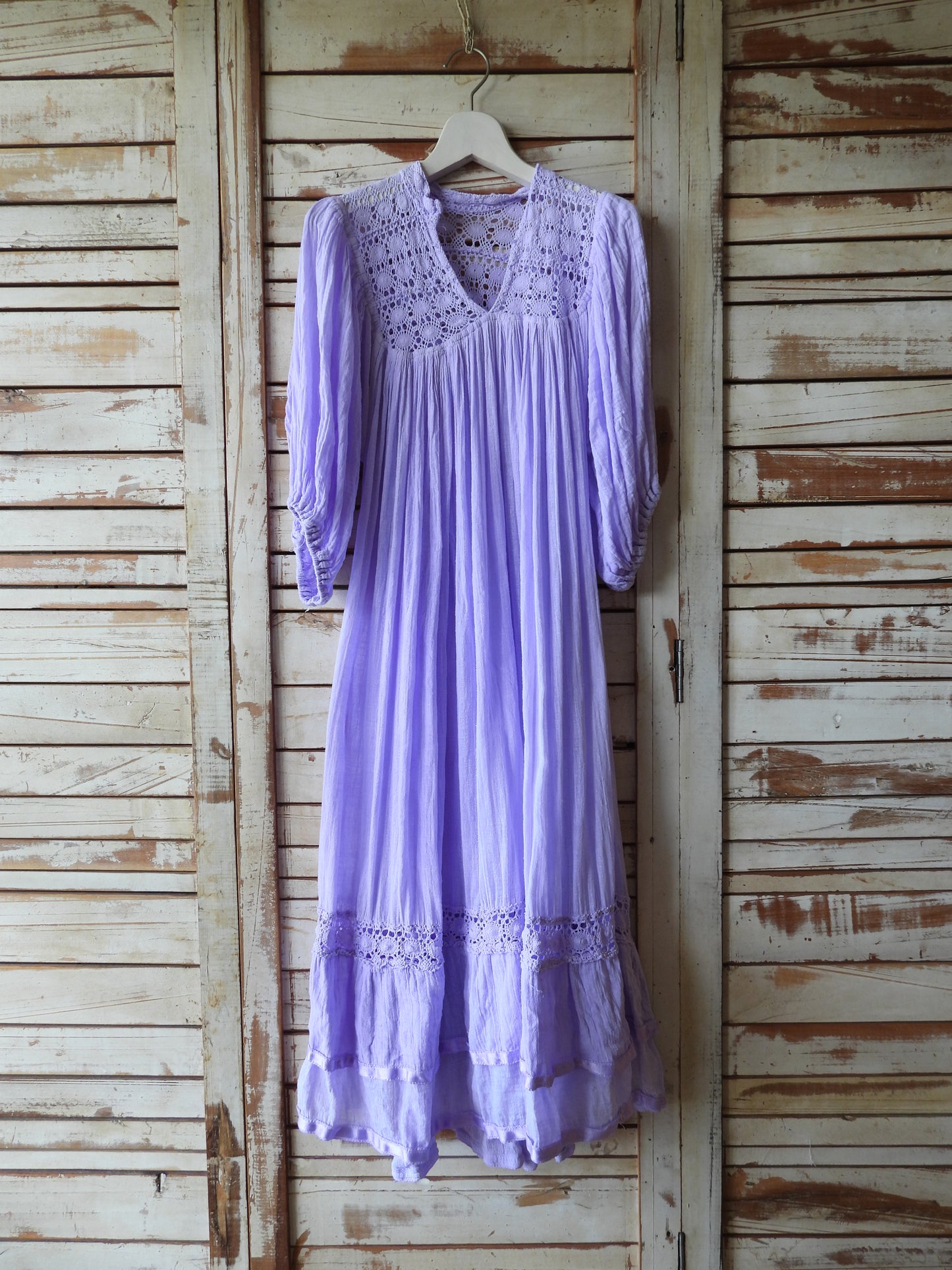 Vintage cutwork cotton dress/LAVENDER