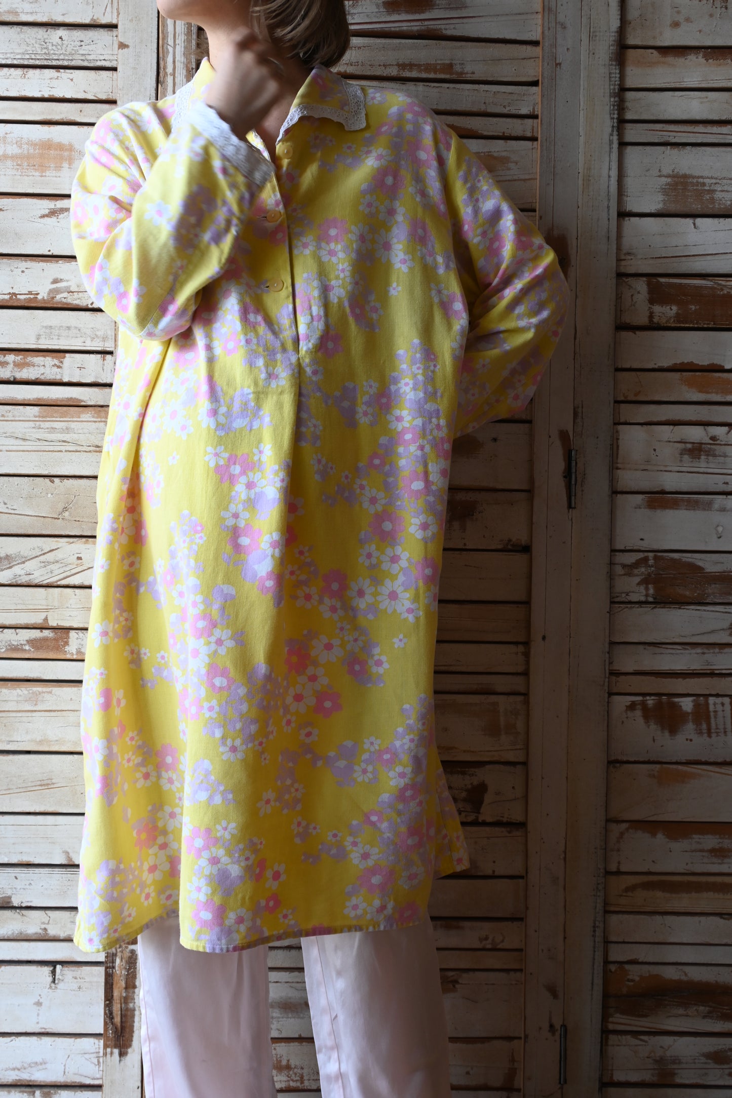 60's Flower dress/YELLOW