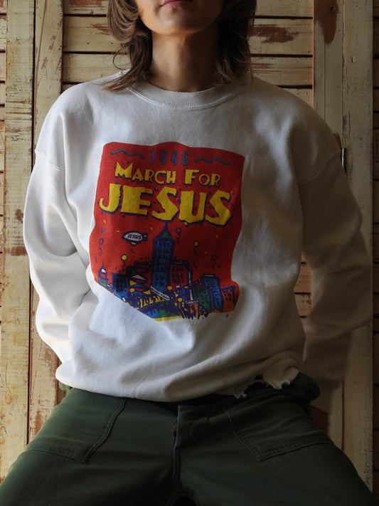 90's MARCH FOR JESUS Sweat shirt/WHITE