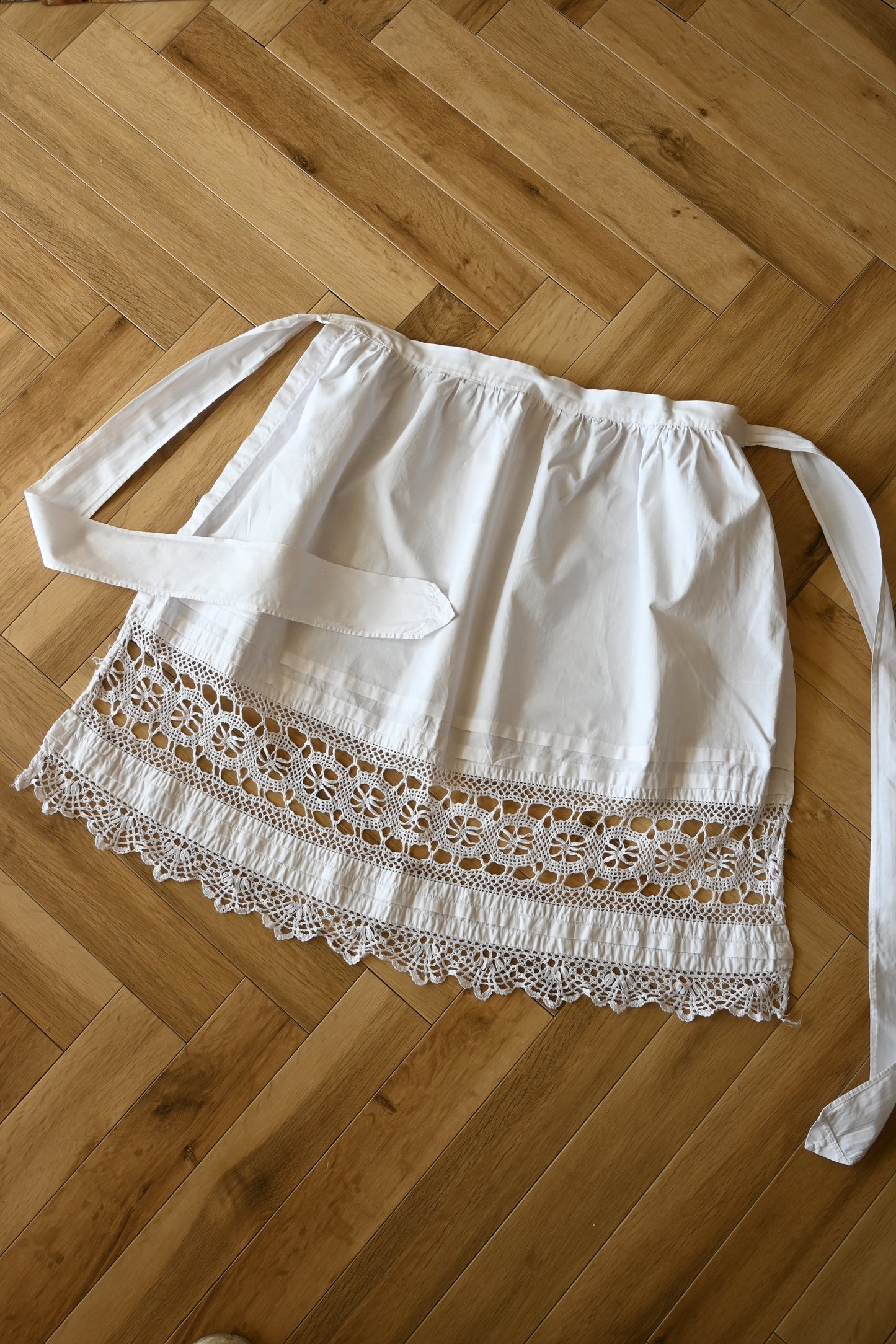 EURO Vintage cotton apron/WHITE