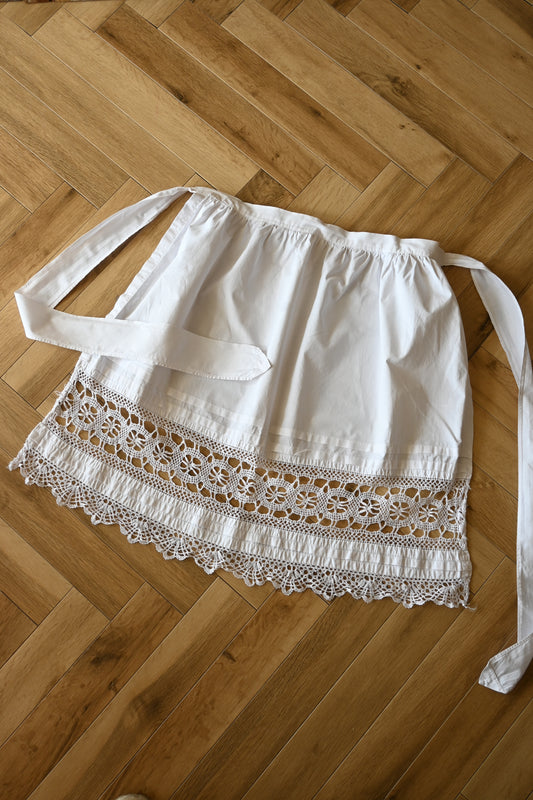 EURO Vintage cotton apron/WHITE