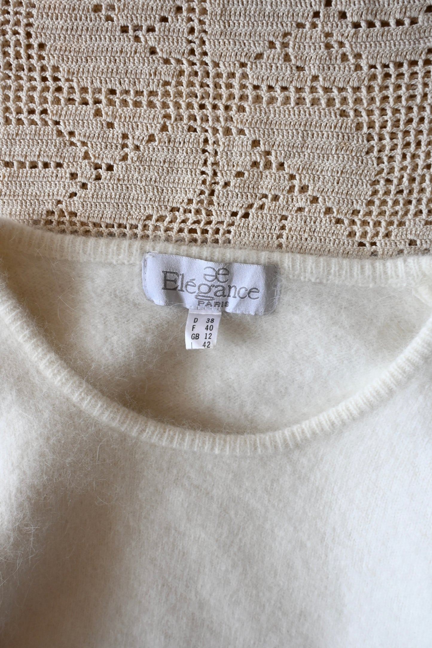 Angora knit sweater/WHITE