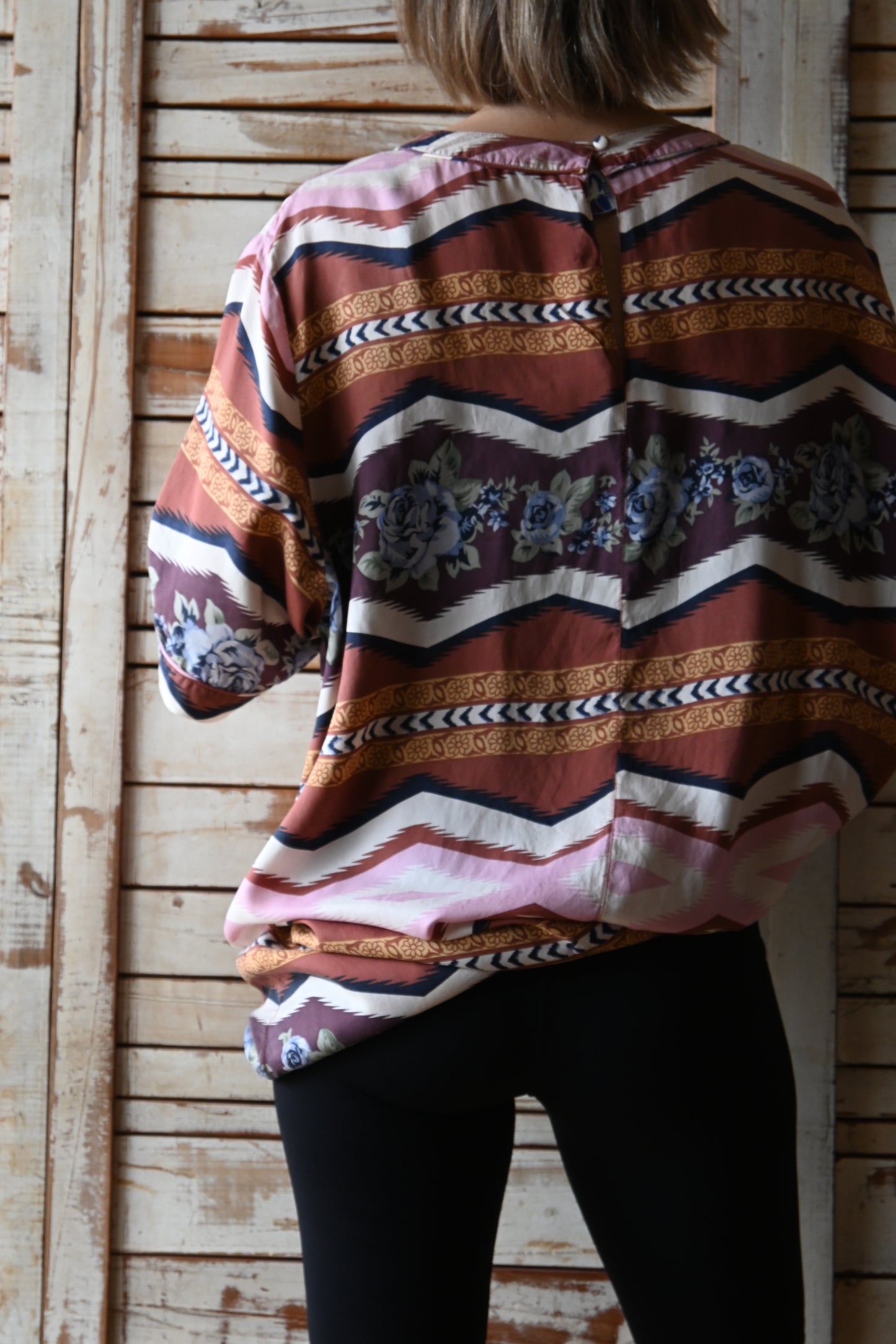 "YESSICA" Silk pattern dress/BROWN