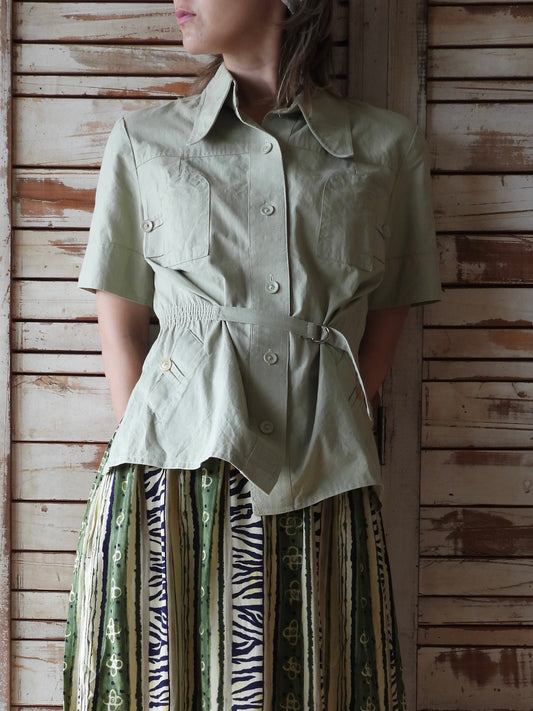 Short sleeves shirt jacket/LIGHT KHAKI