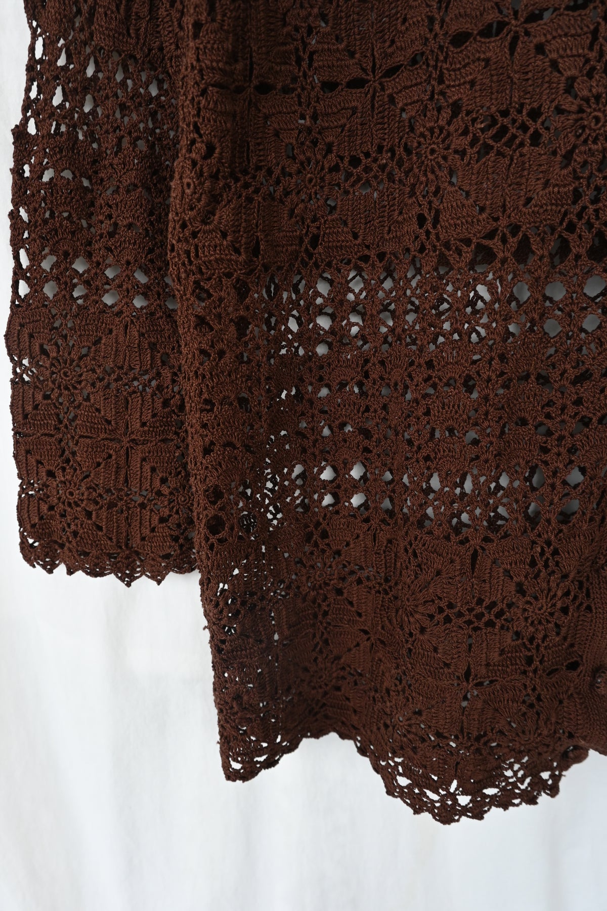 90's Floral crochet knit/BROWN