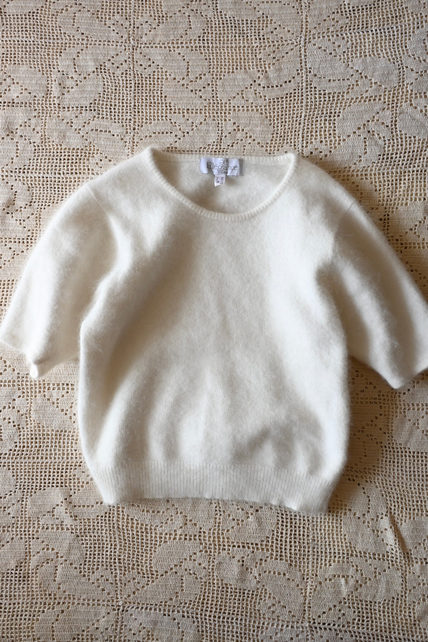 Angora knit sweater/WHITE