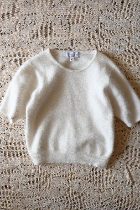 Angora knit sweater/WHITE