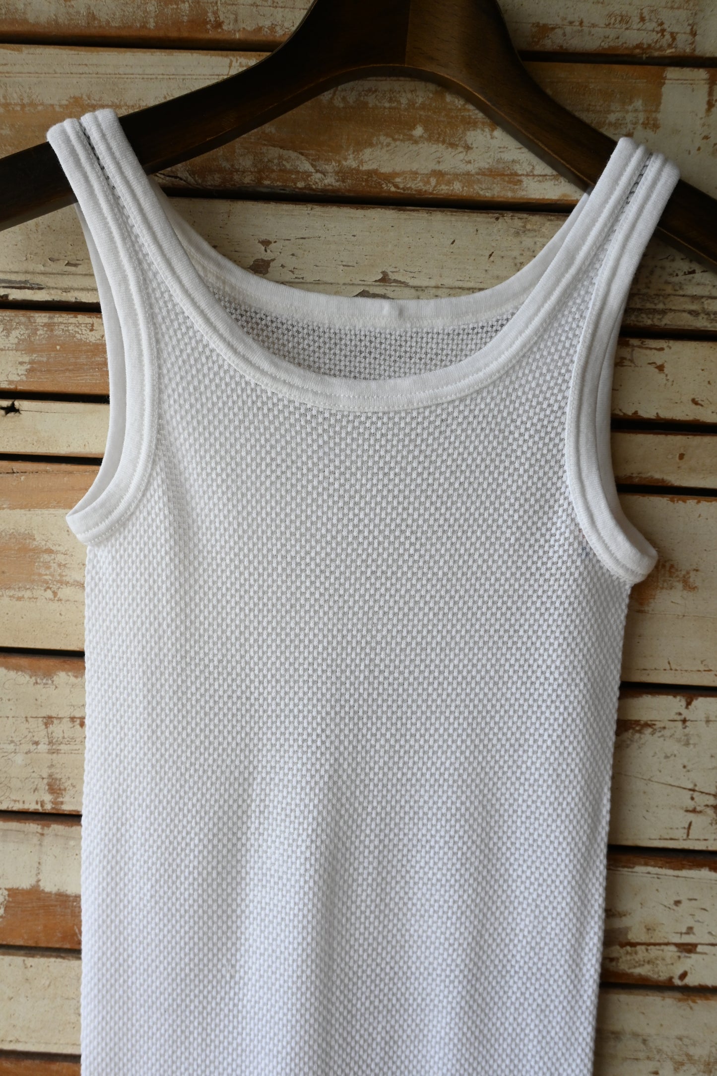 Cotton mesh tank top/WHITE