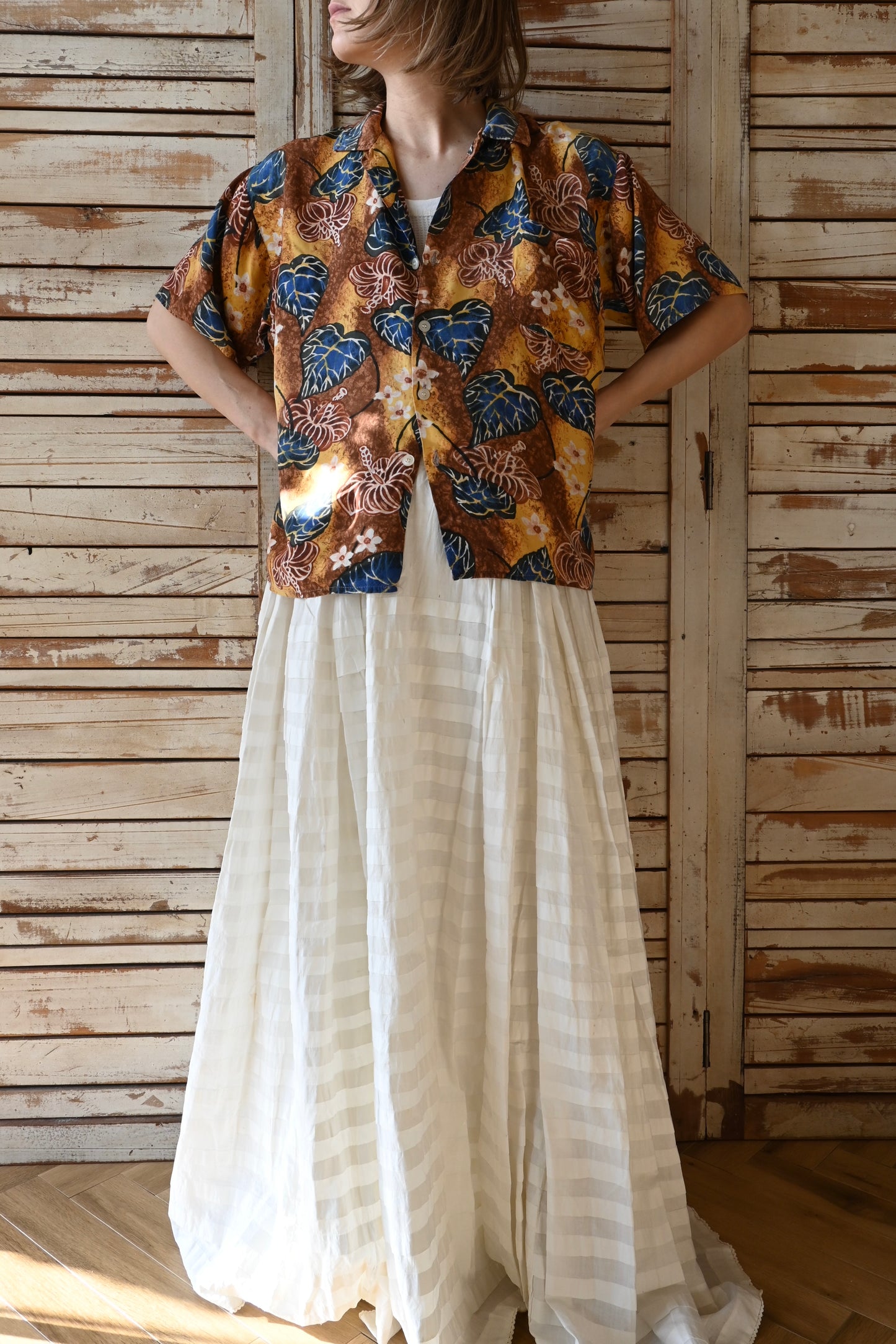 Aloha print shirt/BROWN