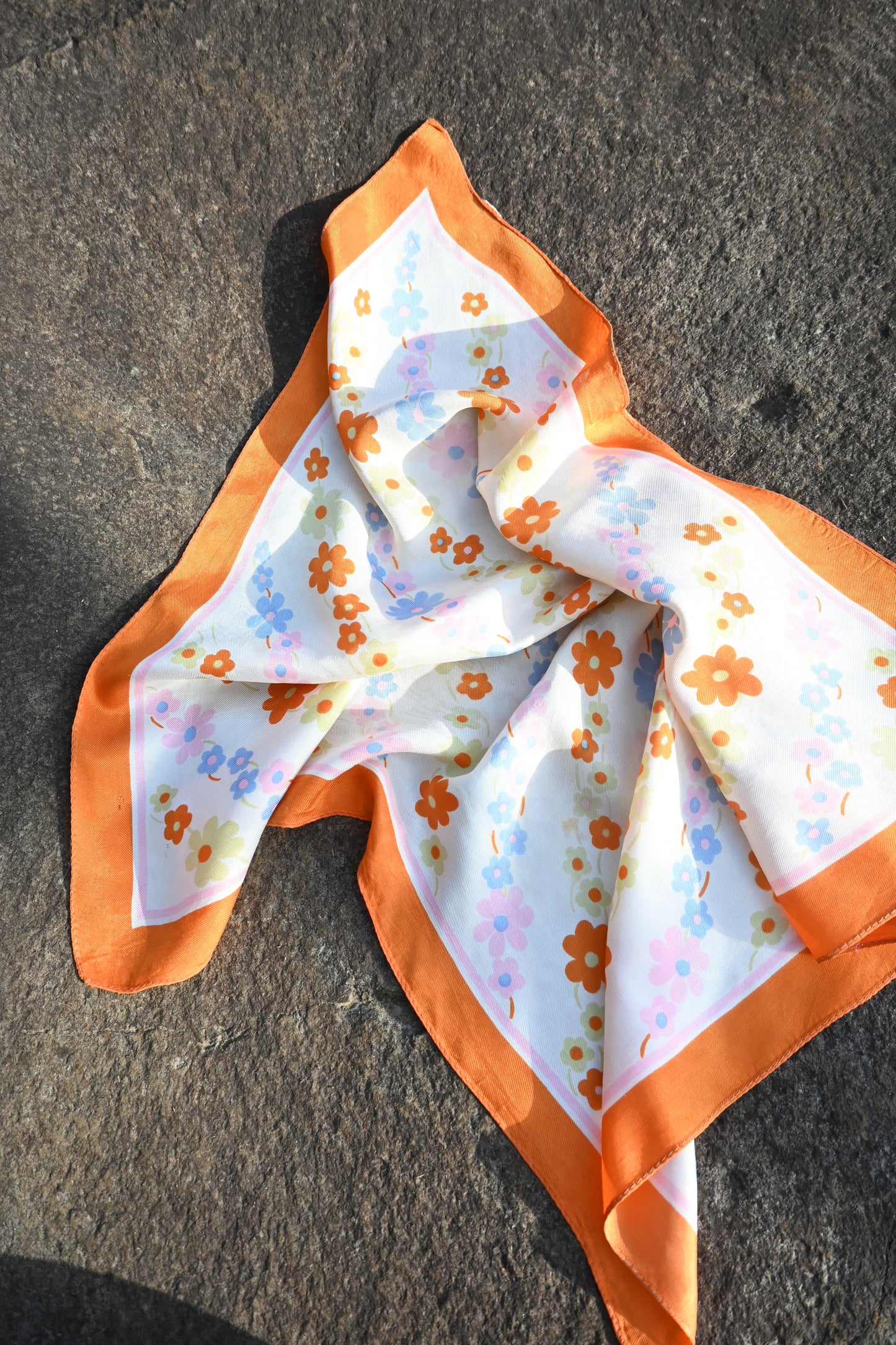 Vintage flower scarf/ORANGE