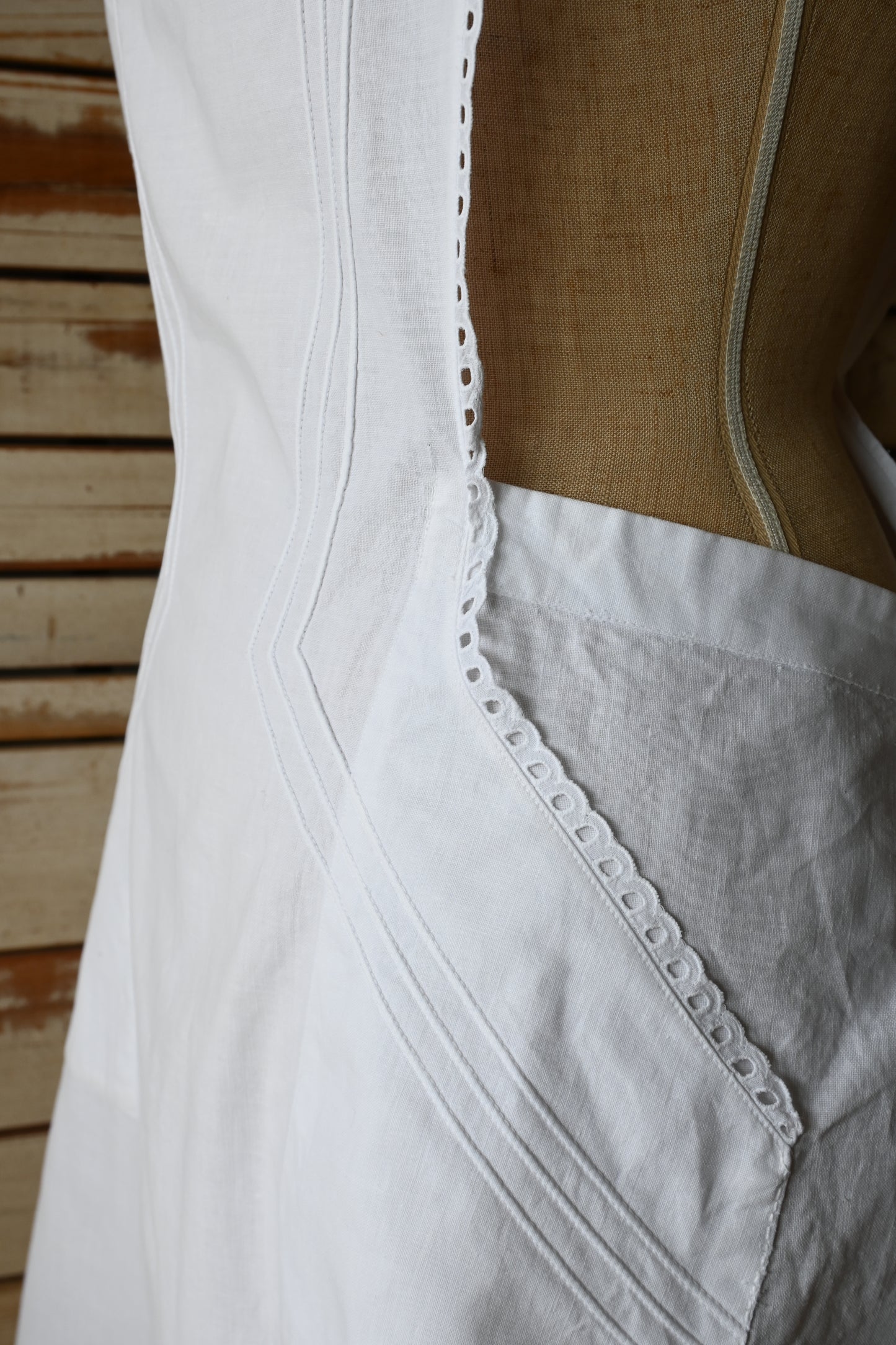 EURO Cotton cutwork lace apron/WHITE