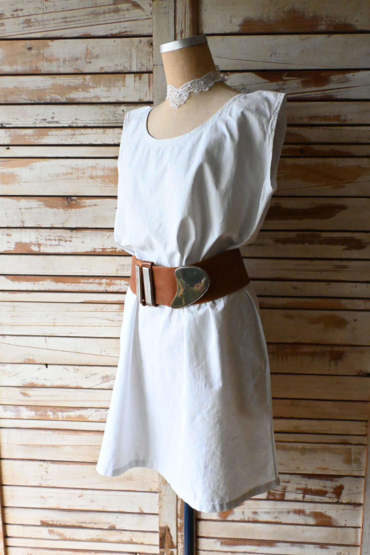 Frence vintage linen dress/IVORY