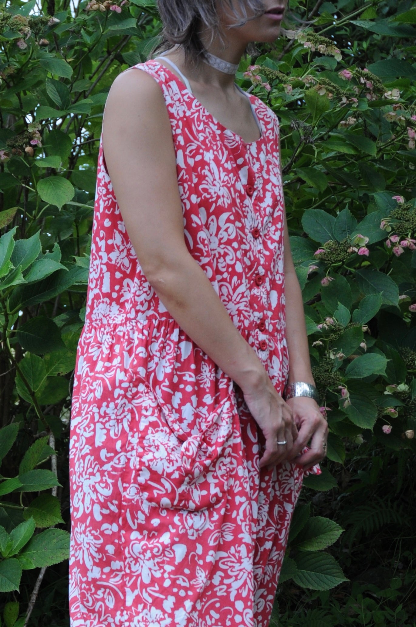 80's "Laura ashley" flower dress/RED