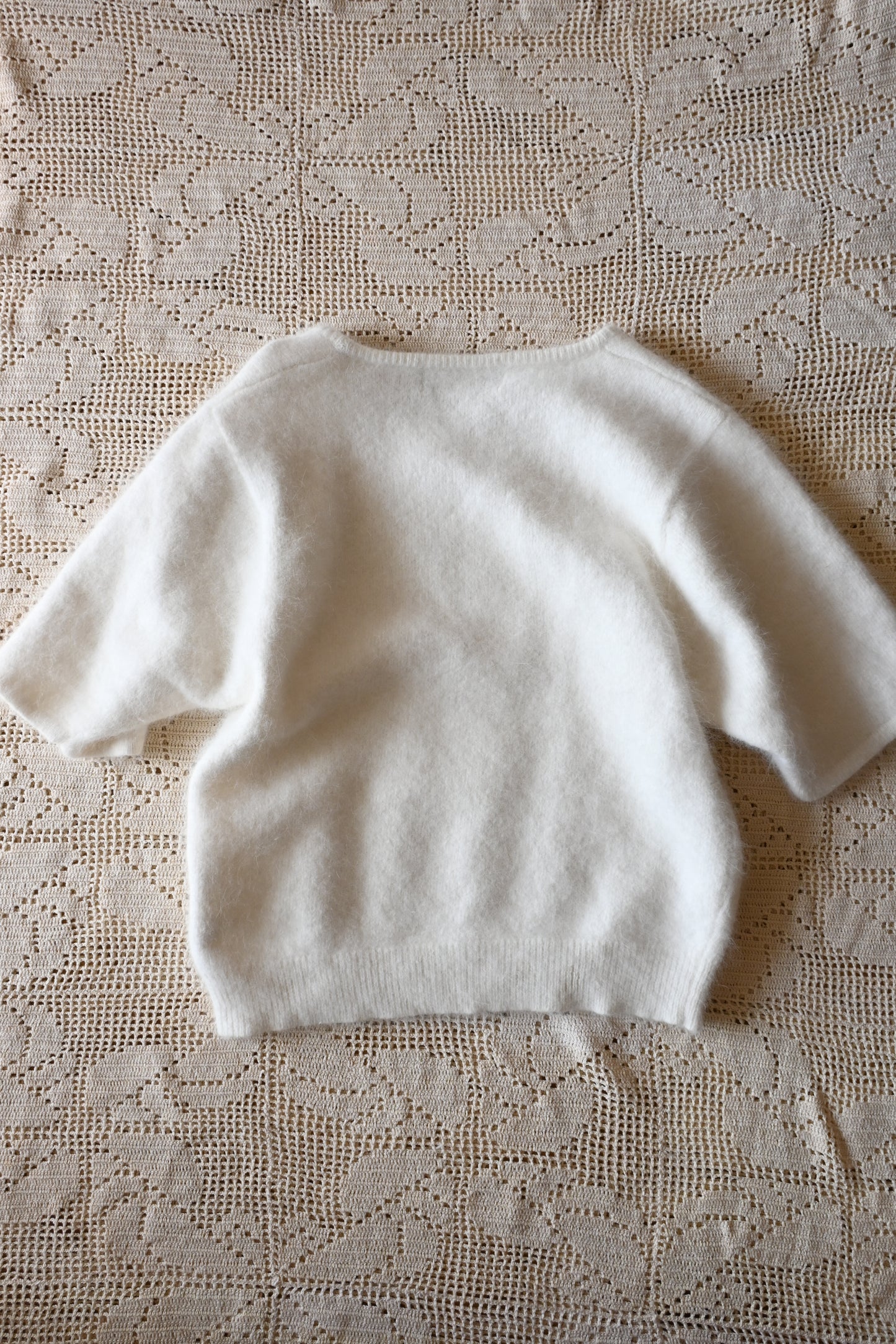 Angora knit sweater/WHITE