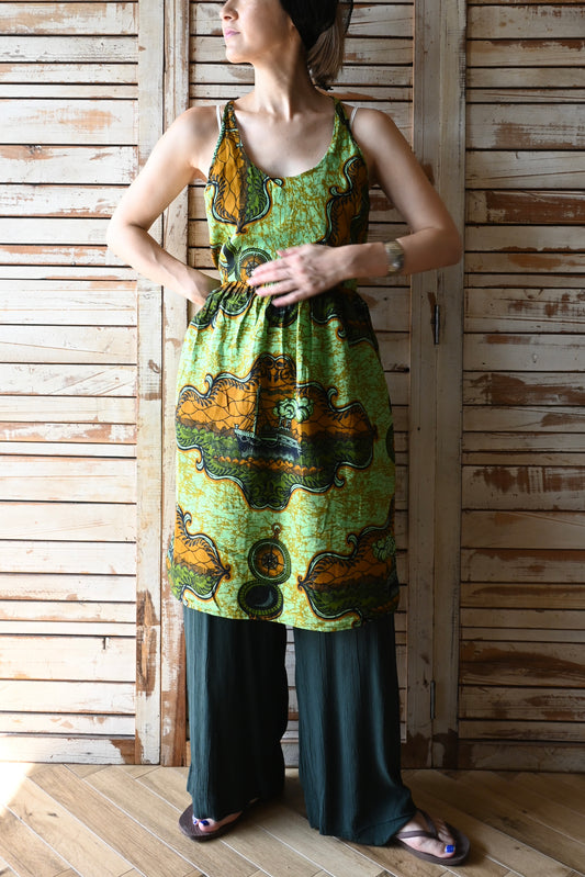 African printed midi dress/GREEN