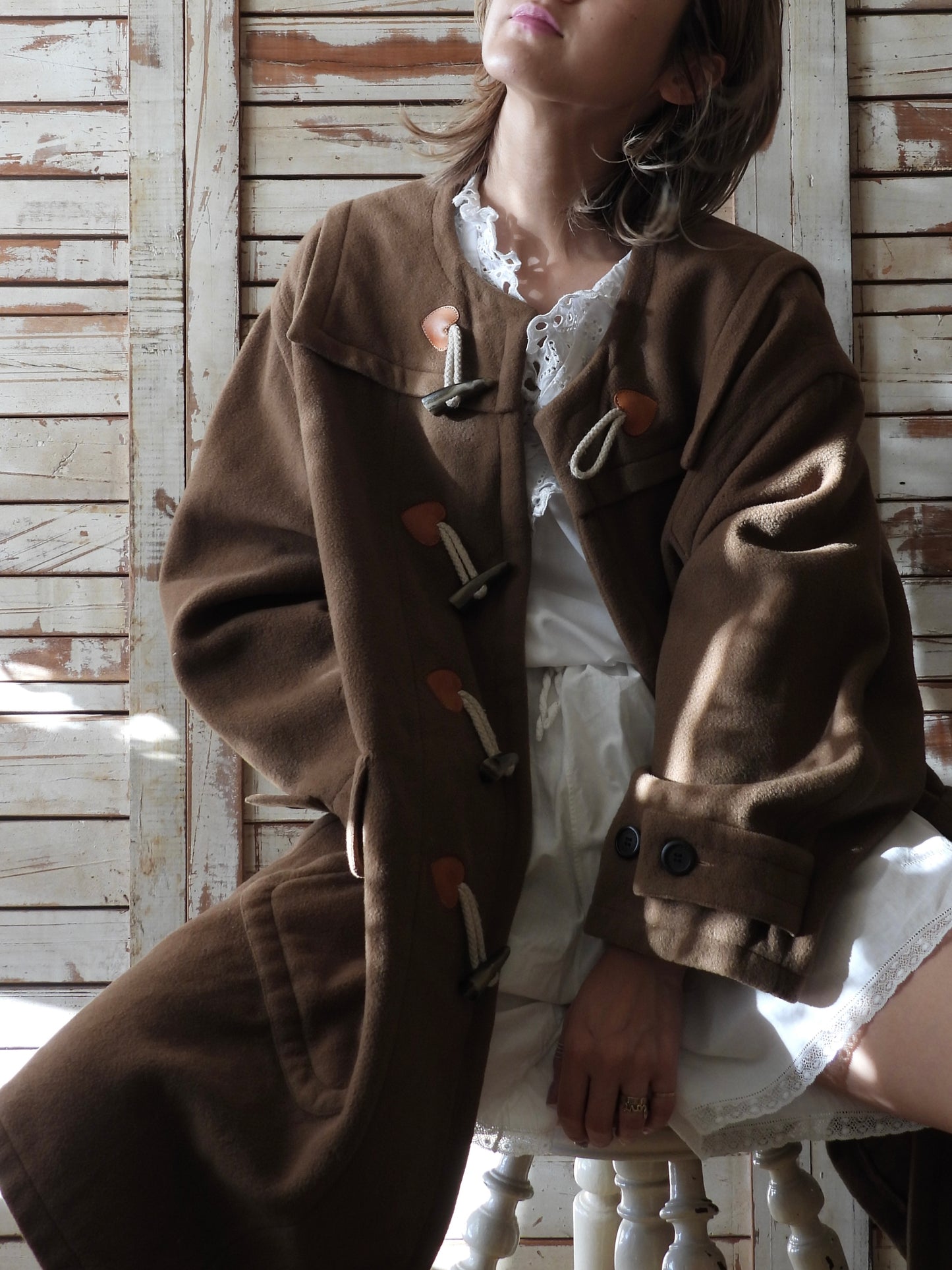 '90s Wool heart duffle coat / Moschino Cheap Chic/BROWN