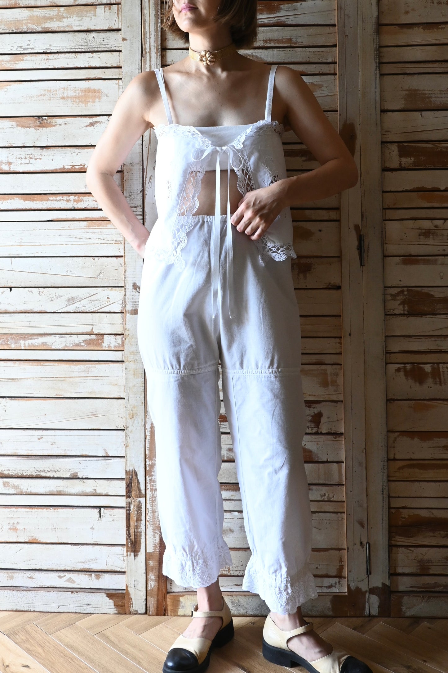 Cotton lace cami top/PONMOSIR