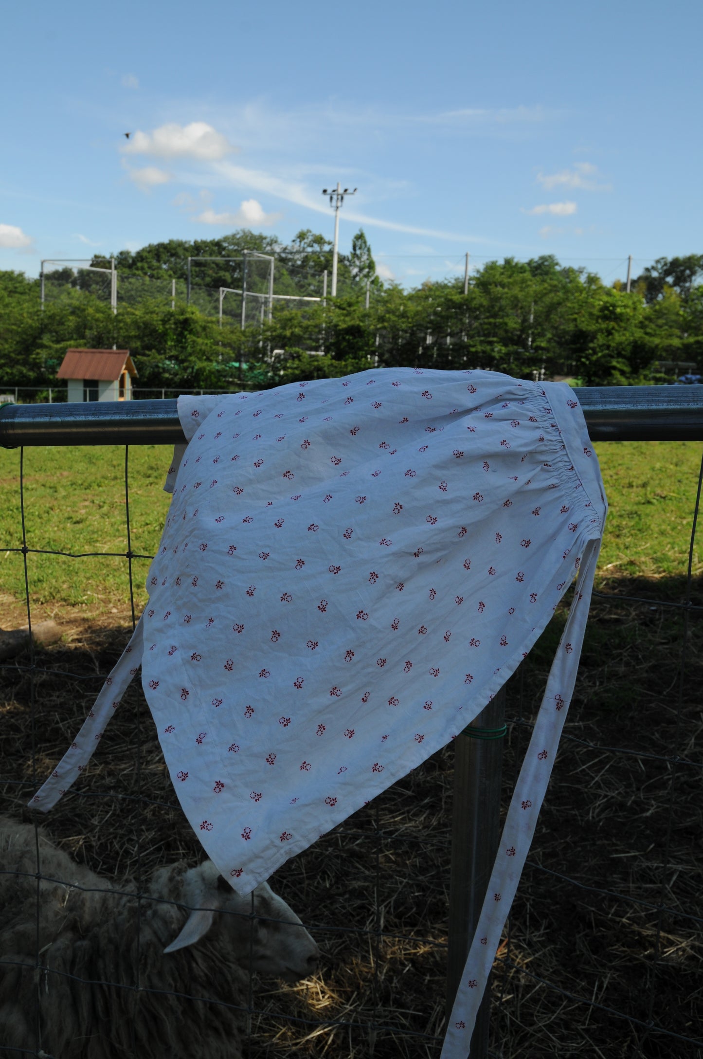 Vintage cotton apron/WHITE