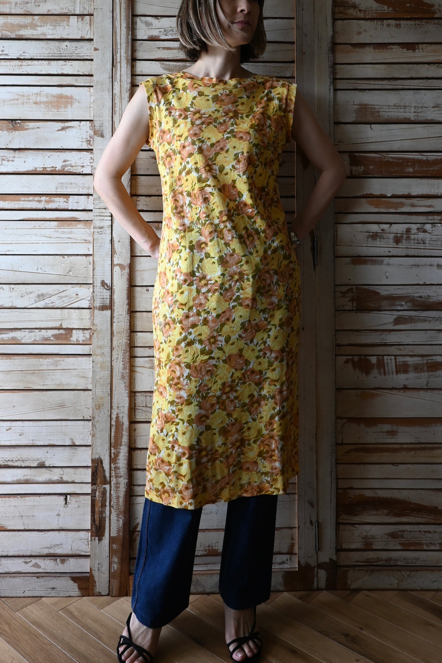 Flower pattern dress/YELLOW
