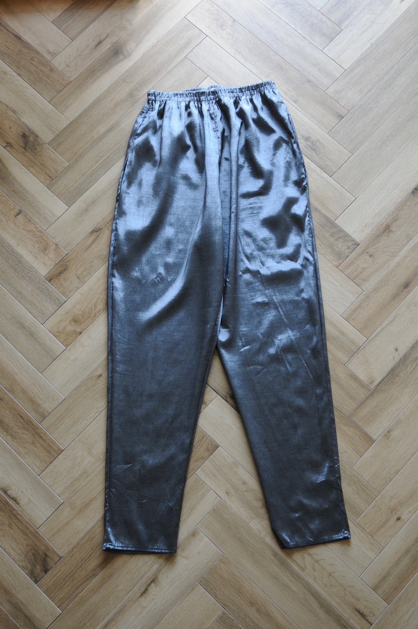 80's Metalic easy pants/SILVER GREY