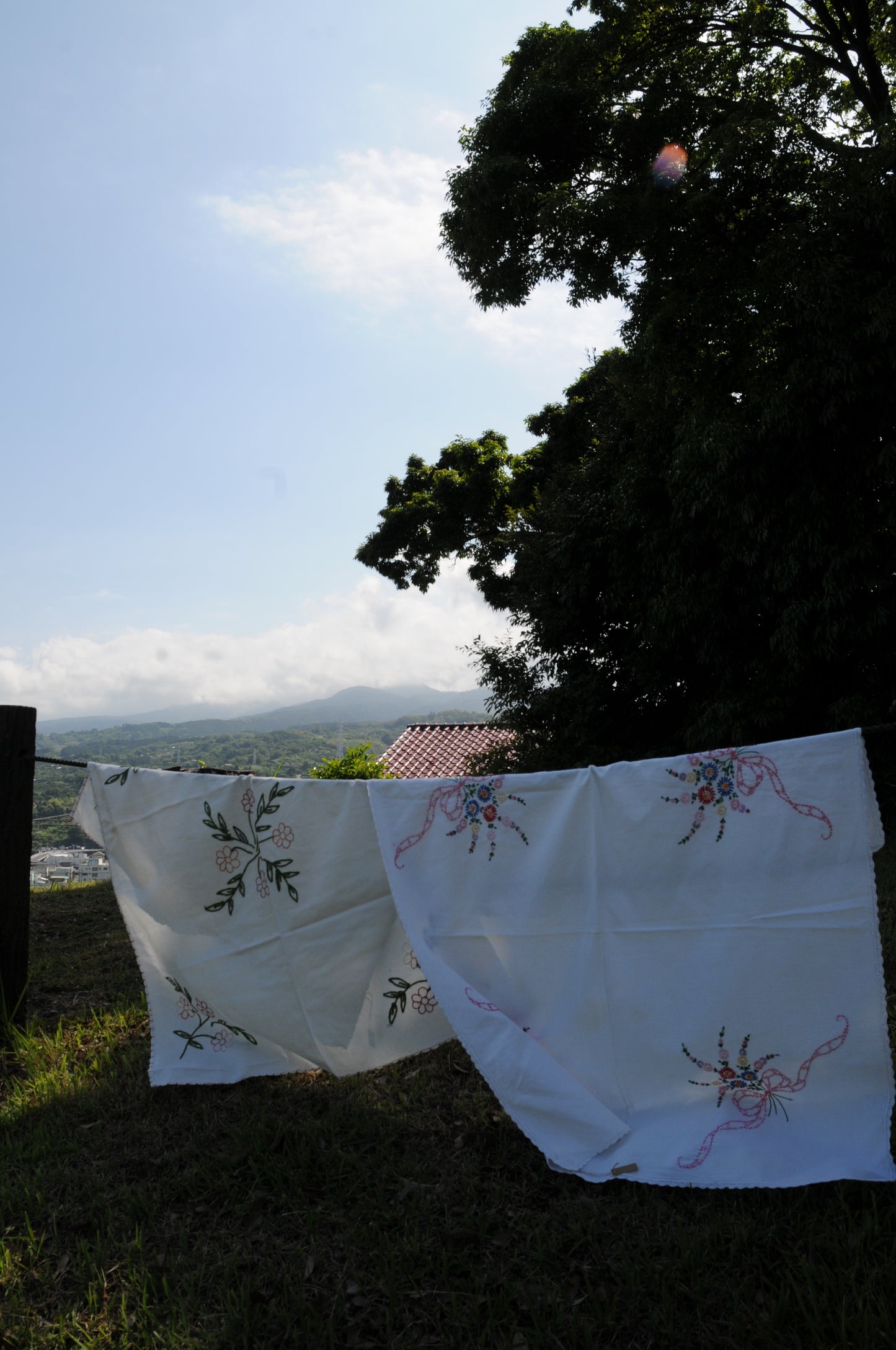 Vintage flower embroidered fabric/WHITE2