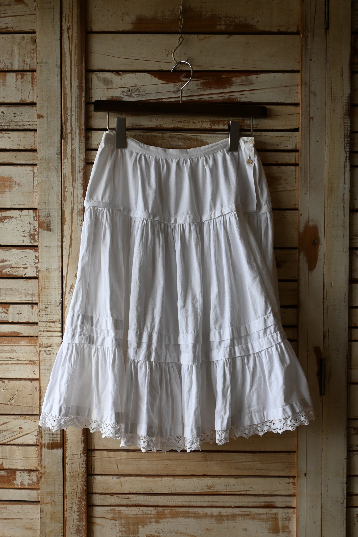 Cotton lace skirt/WHITE