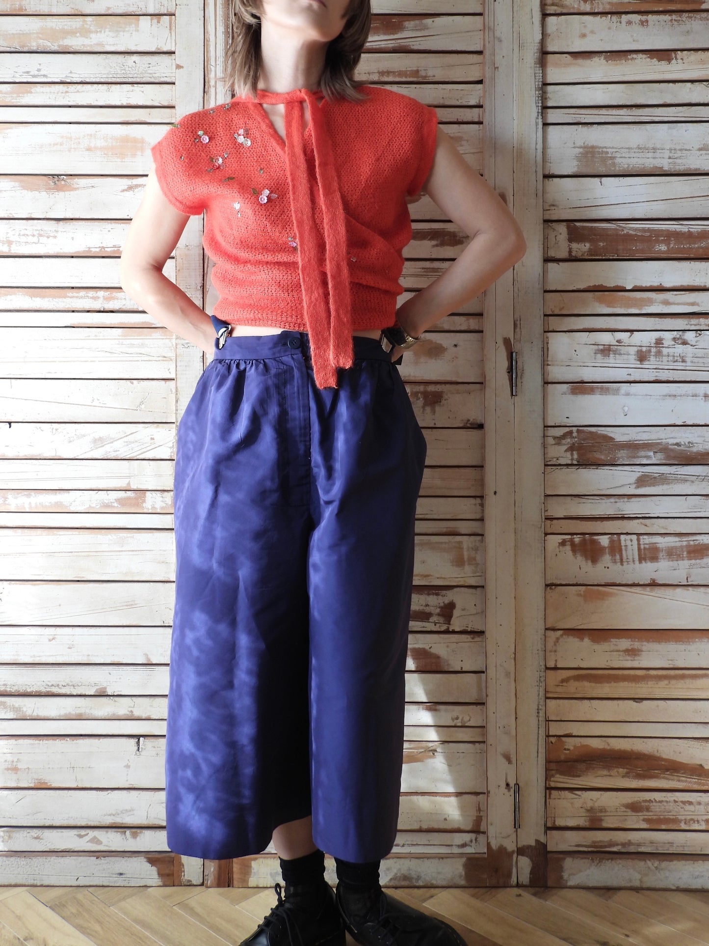 MIUMIU Cropped wide pants/NAVY