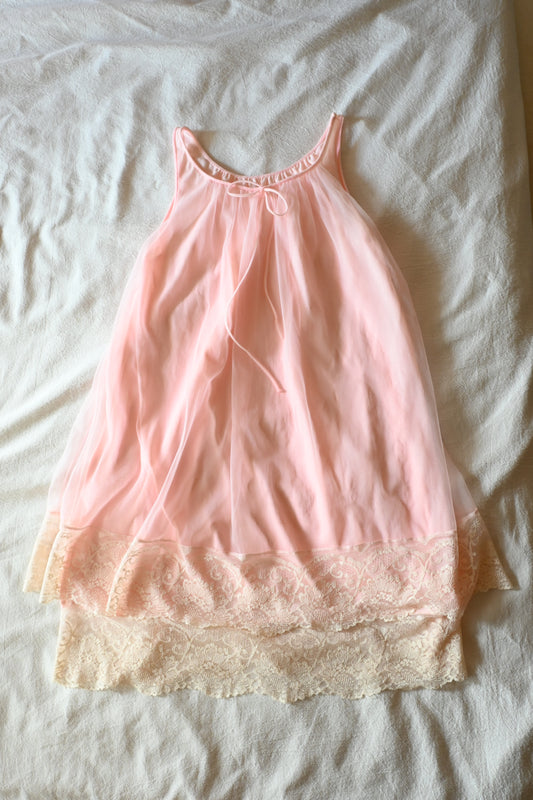 '60s-'70s Lace nighty dress/PINK