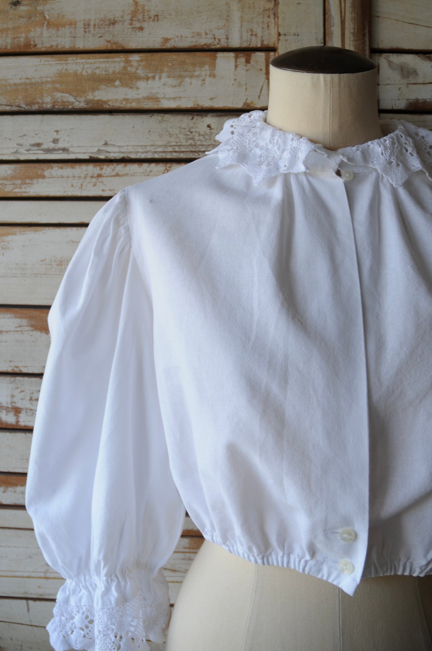 Cropped cotton blouse/WHITE