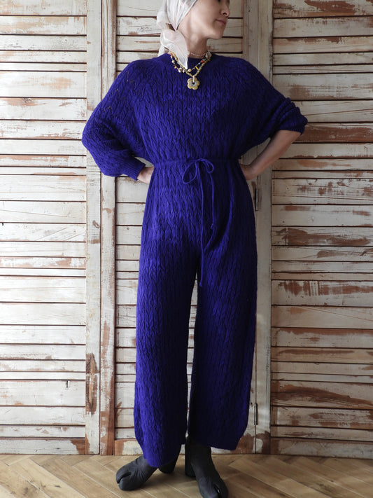 L/S knit jumpsuit/PURPLE