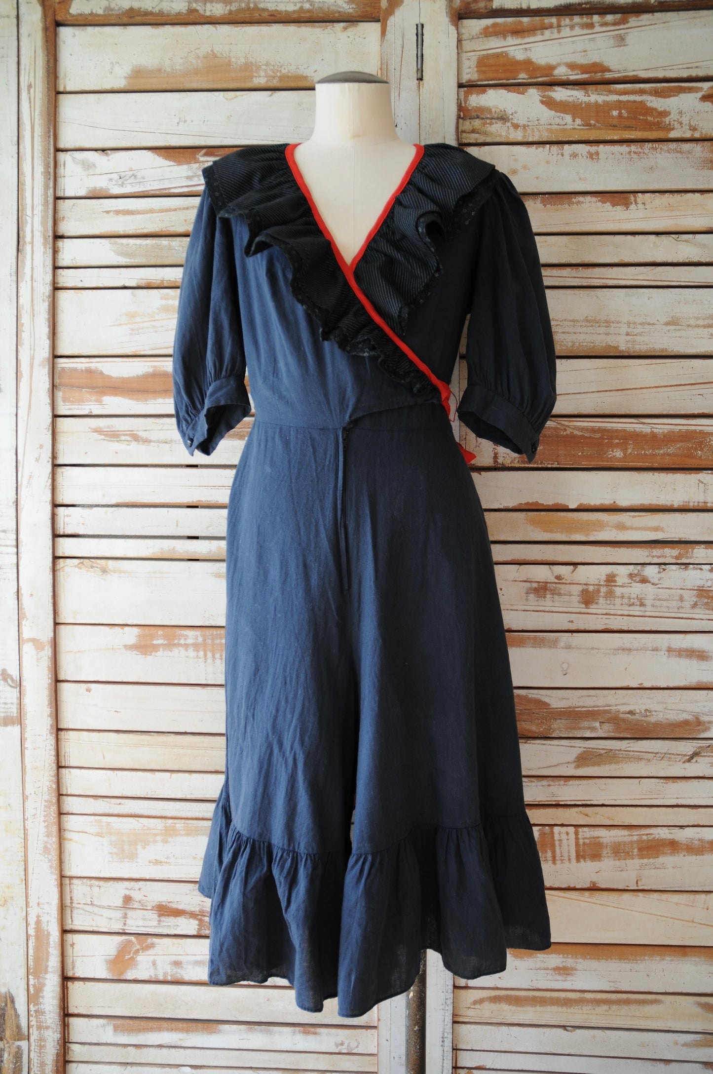 70's S/S Black frill allinone/BLACK