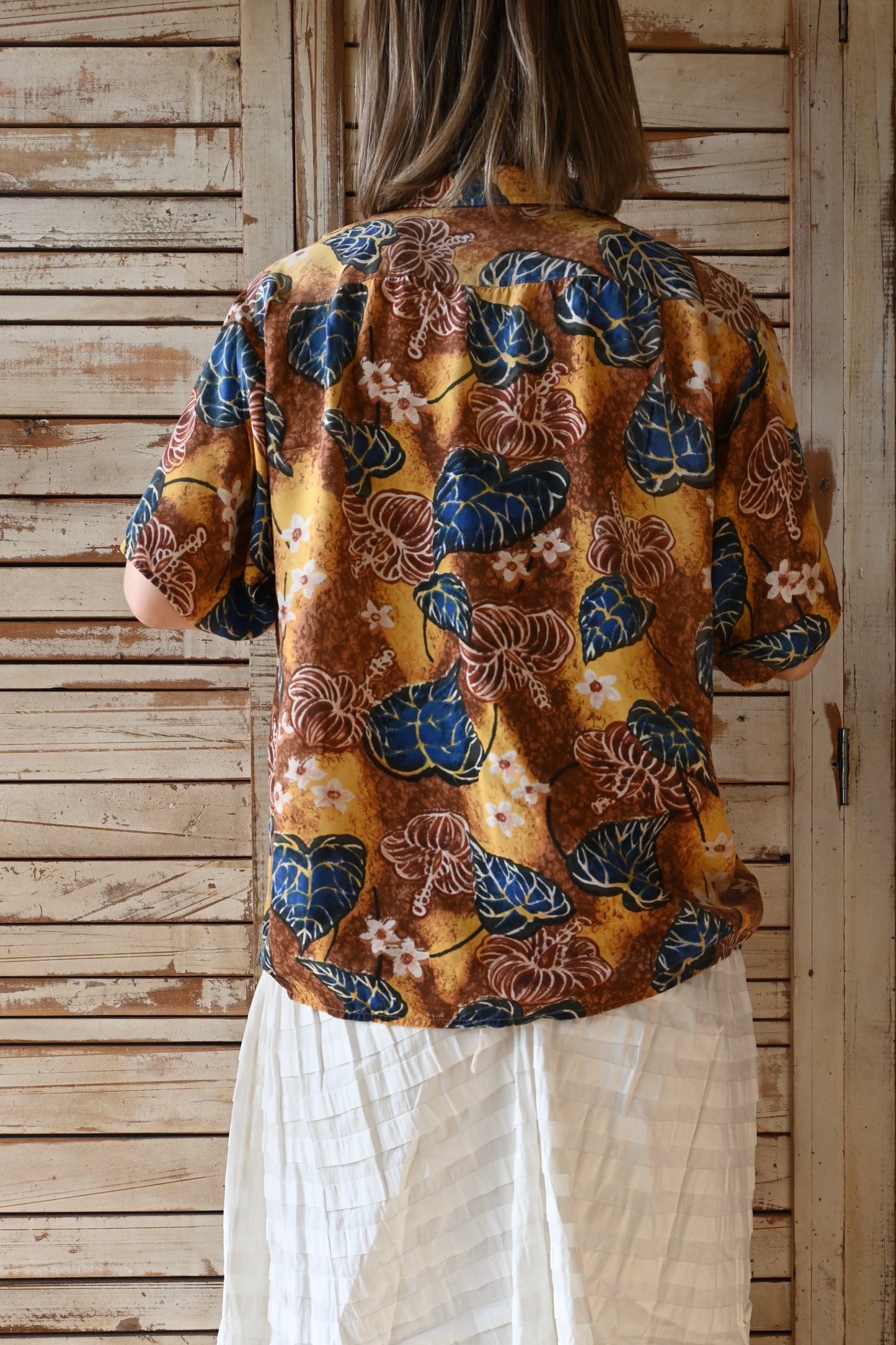 Aloha print shirt/BROWN