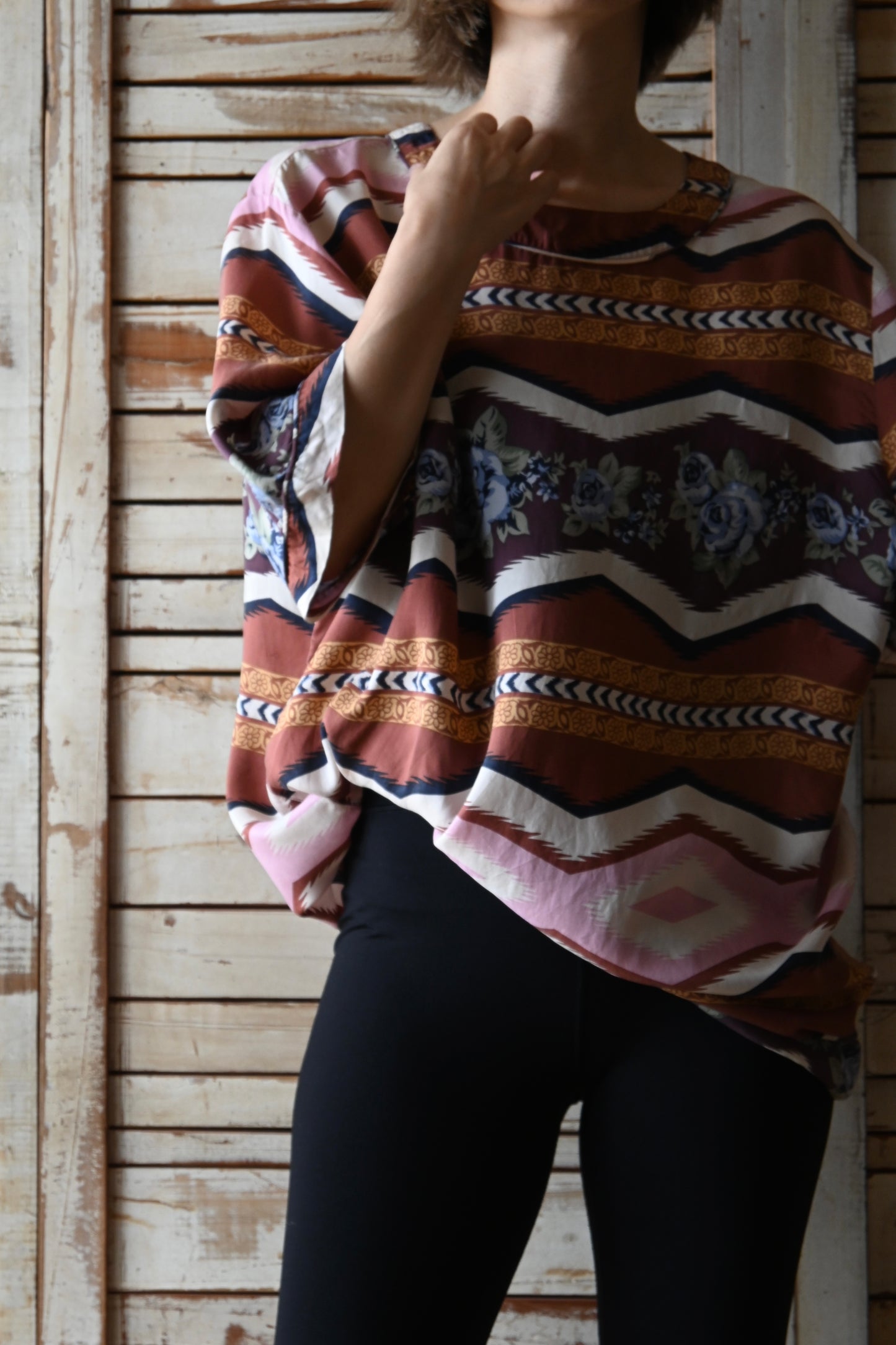 "YESSICA" Silk pattern dress/BROWN
