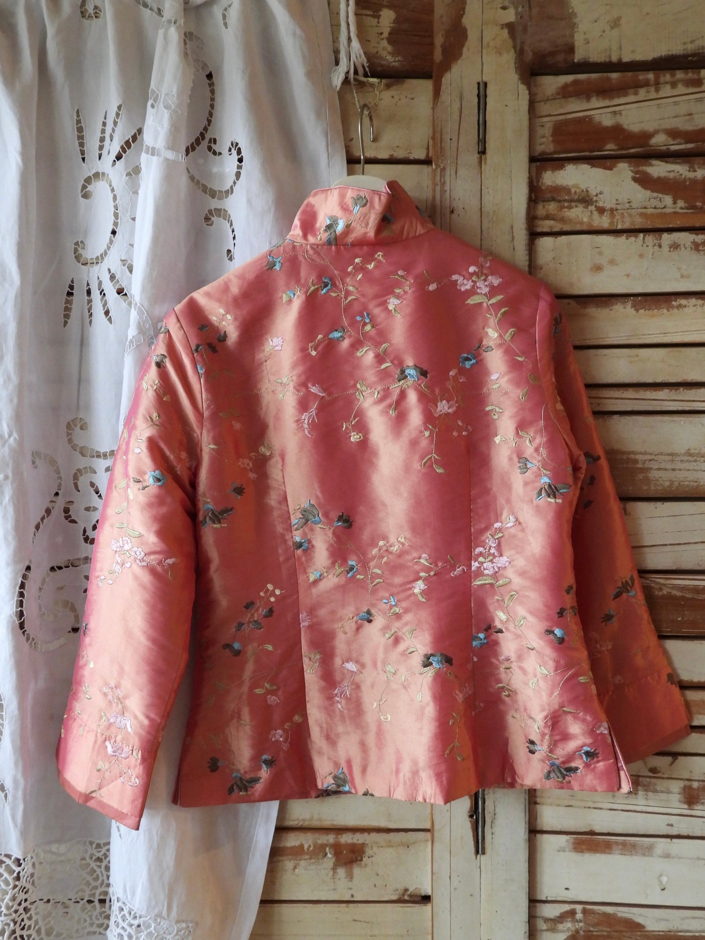 Satin embroidered china jacket/PINK