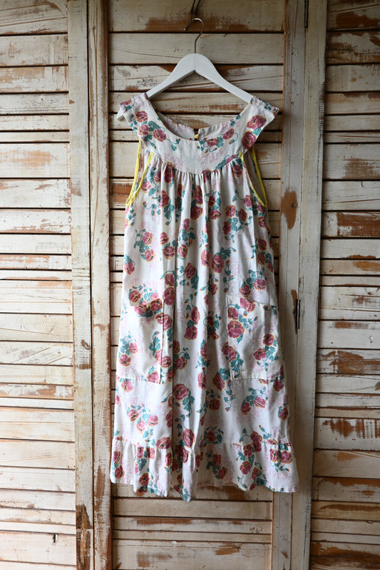 70's Flower pattern dress/IVORY
