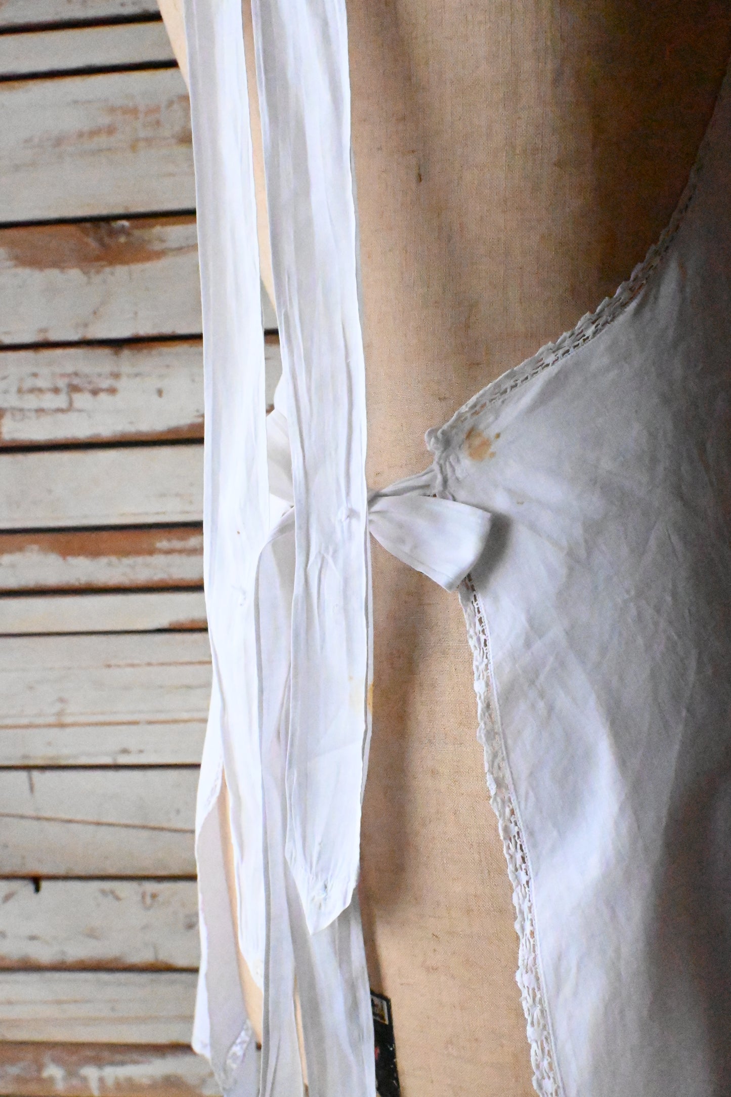 EURO Vintage cotton apron/WHITE