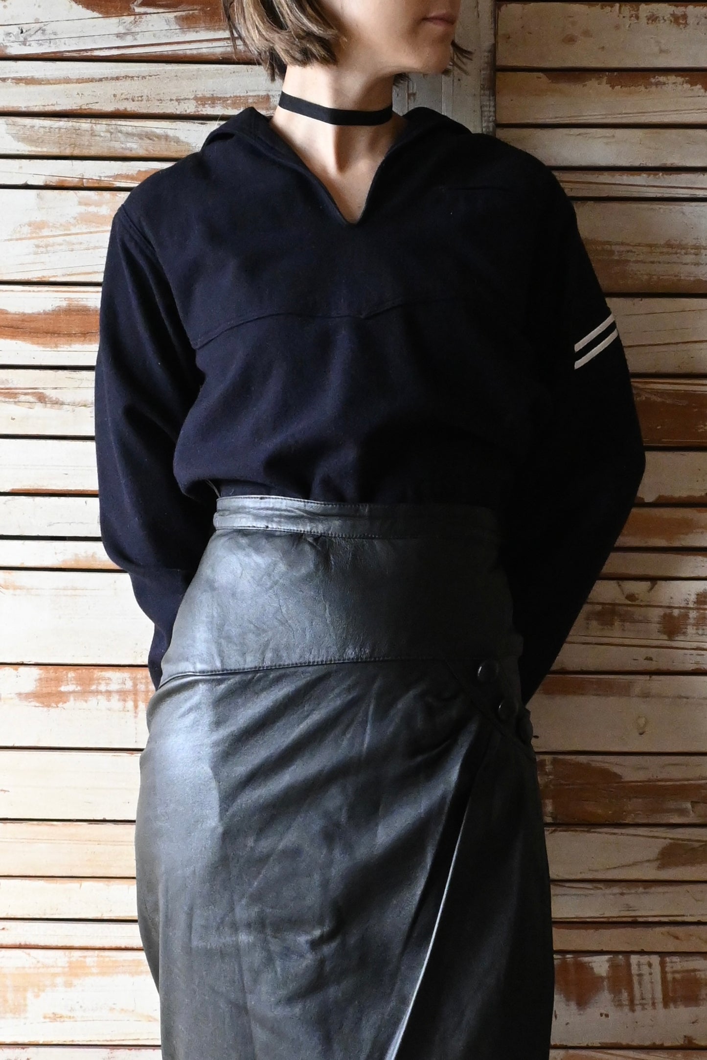 70's US NAVY Wool sailor shirt/NAVY