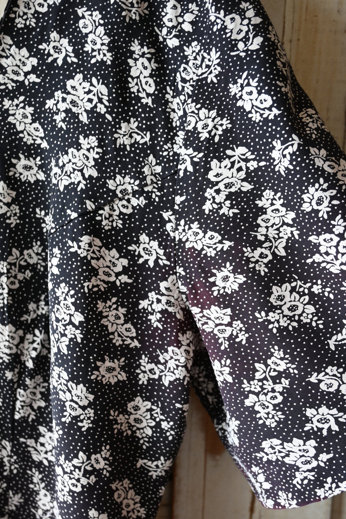 80's Flower pattern dress/BLACK