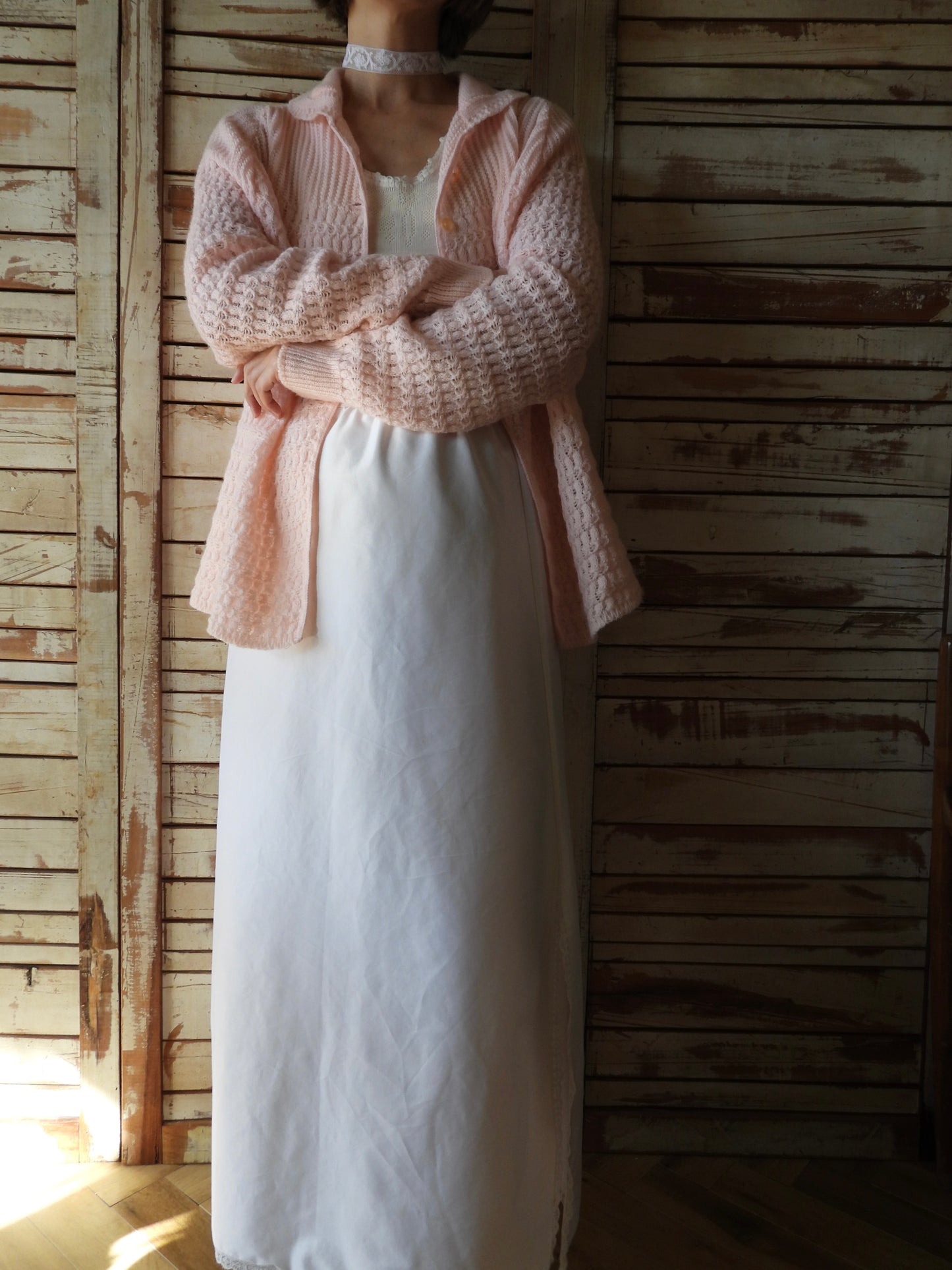 Pink knit bed jacket/PINK